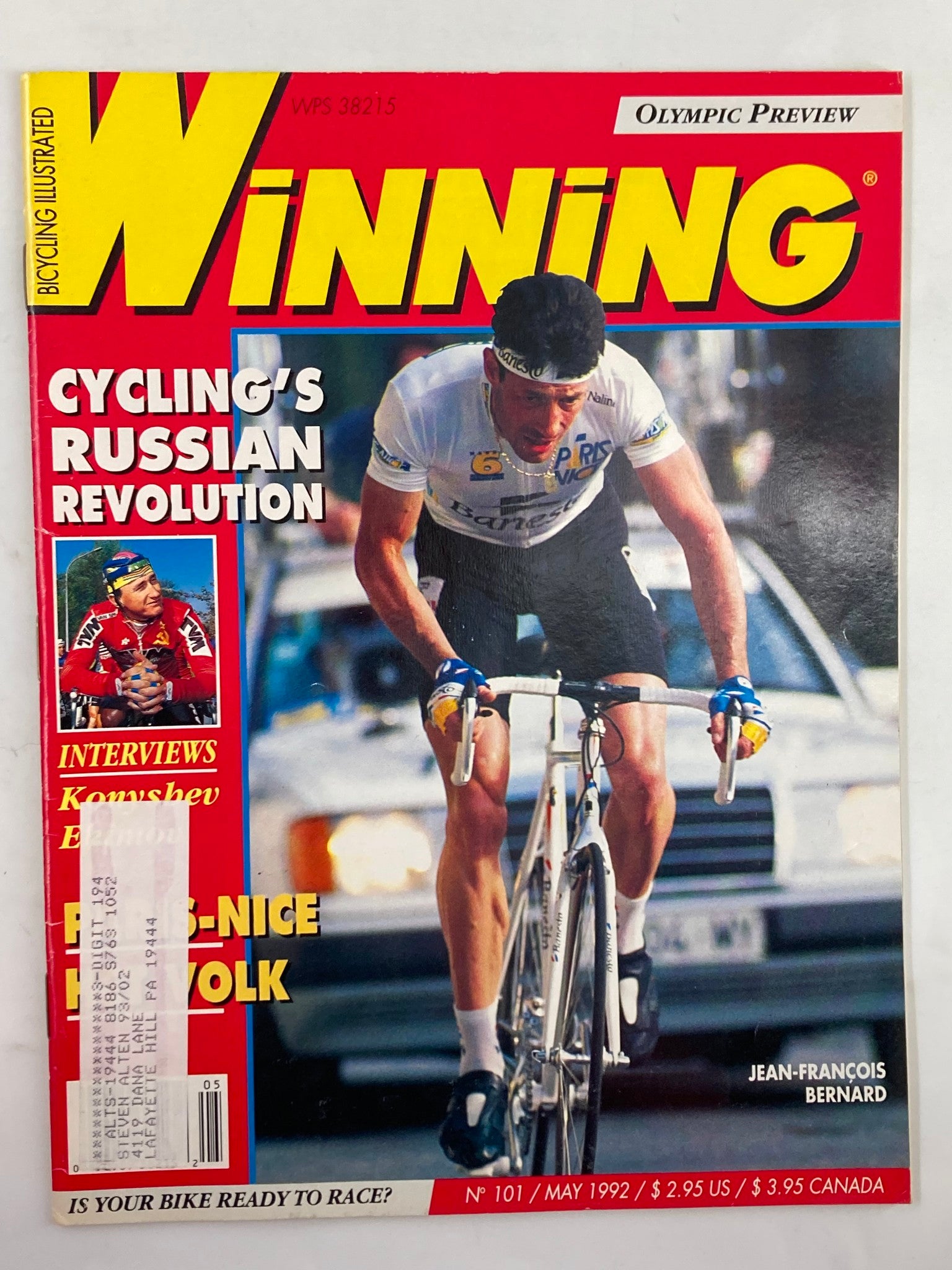 Winning Bicycle Racing Illustrated May 1992 No. 101 Jean-Francois Bernard