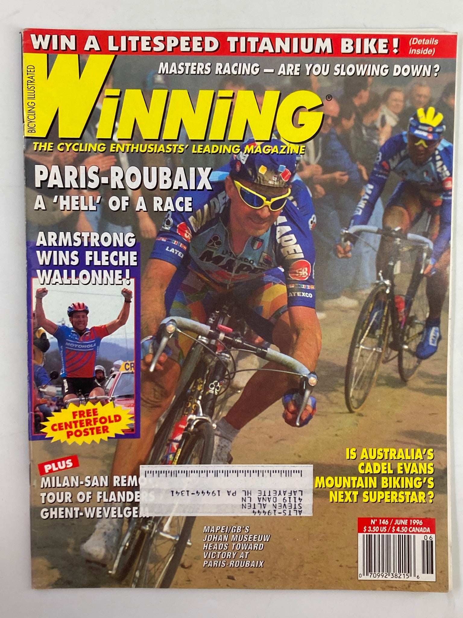 Winning Bicycle Racing Illustrated June 1996 No. 146 Johan Museeuw