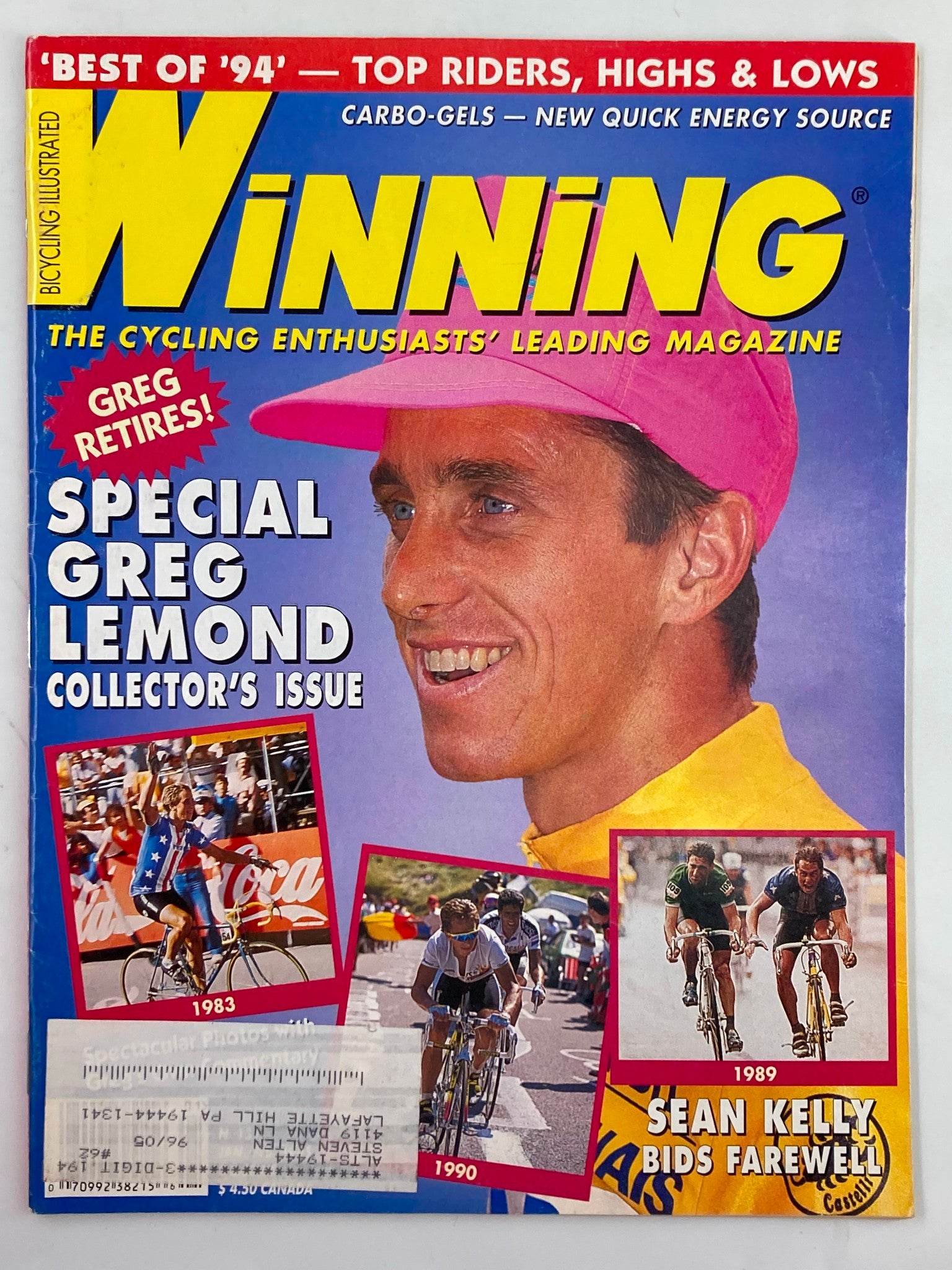 Winning Bicycle Racing Illustrated January 1995 No. 131 Portrait of Greg LeMond