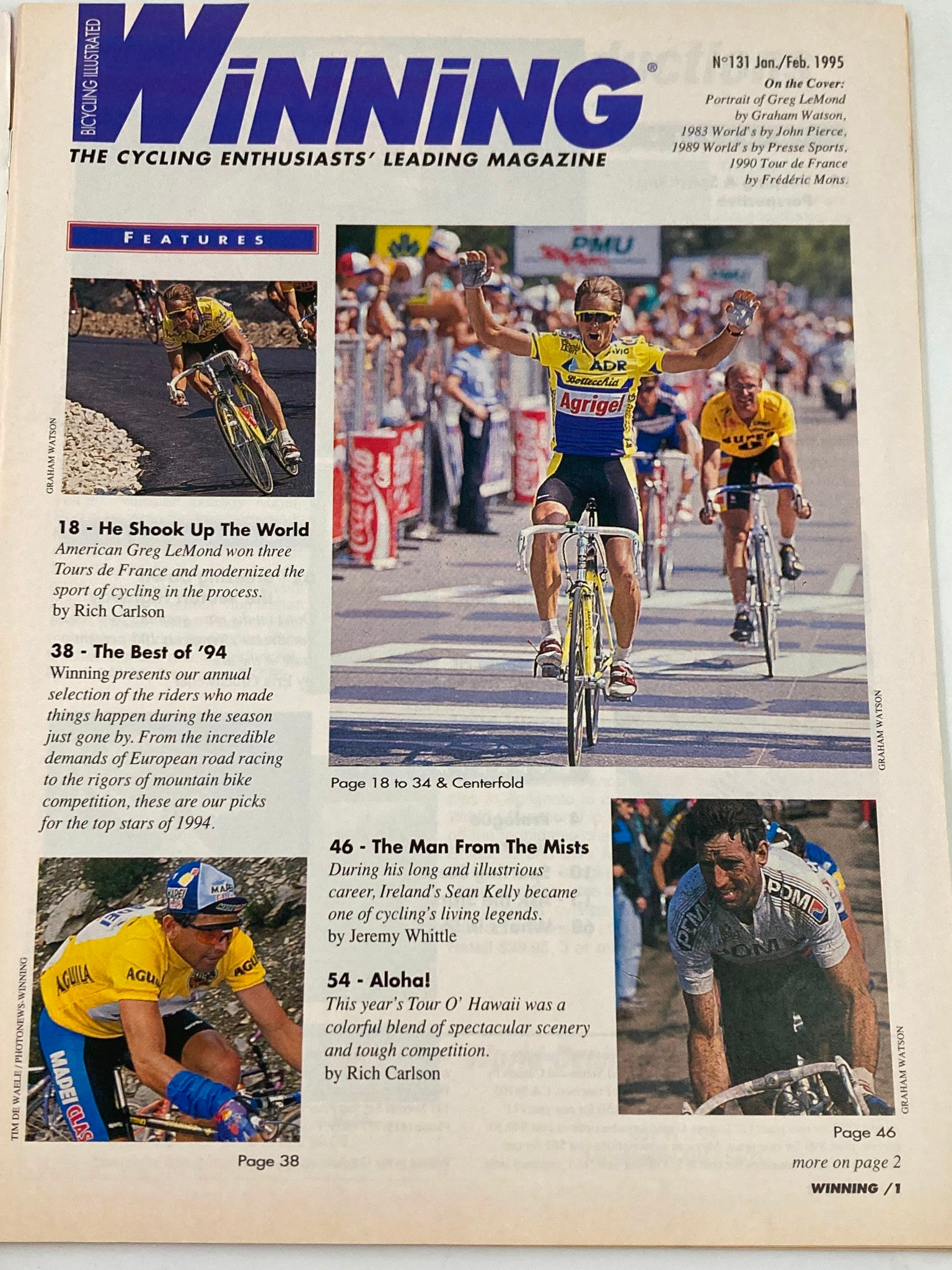 Winning Bicycle Racing Illustrated January 1995 No. 131 Portrait of Greg LeMond