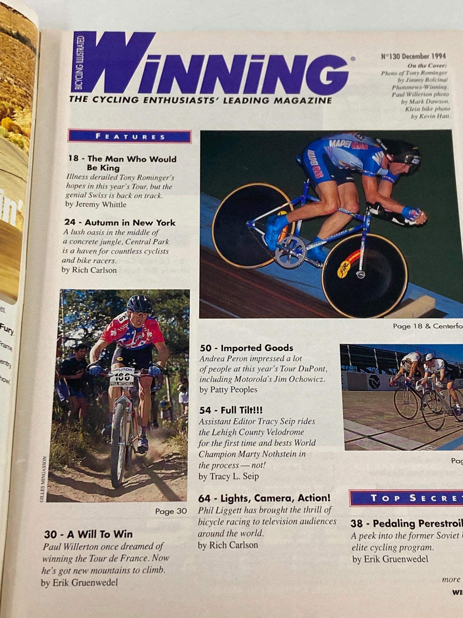 Winning Bicycle Racing Illustrated December 1994 No. 130 Tony Rominger