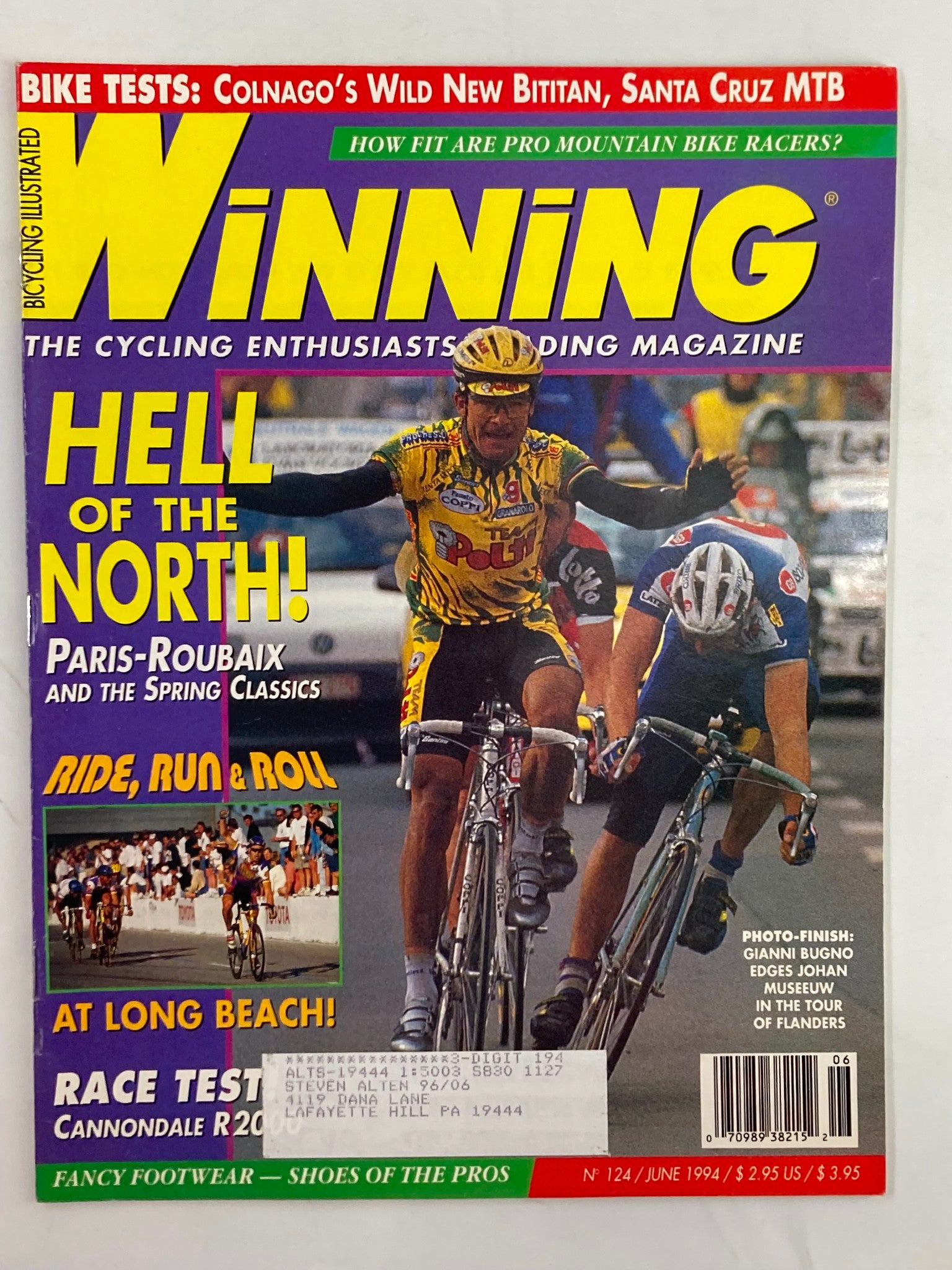 Winning Bicycle Racing Illustrated June 1998 No. 124 Gianni Bugno, Johan Museeuw