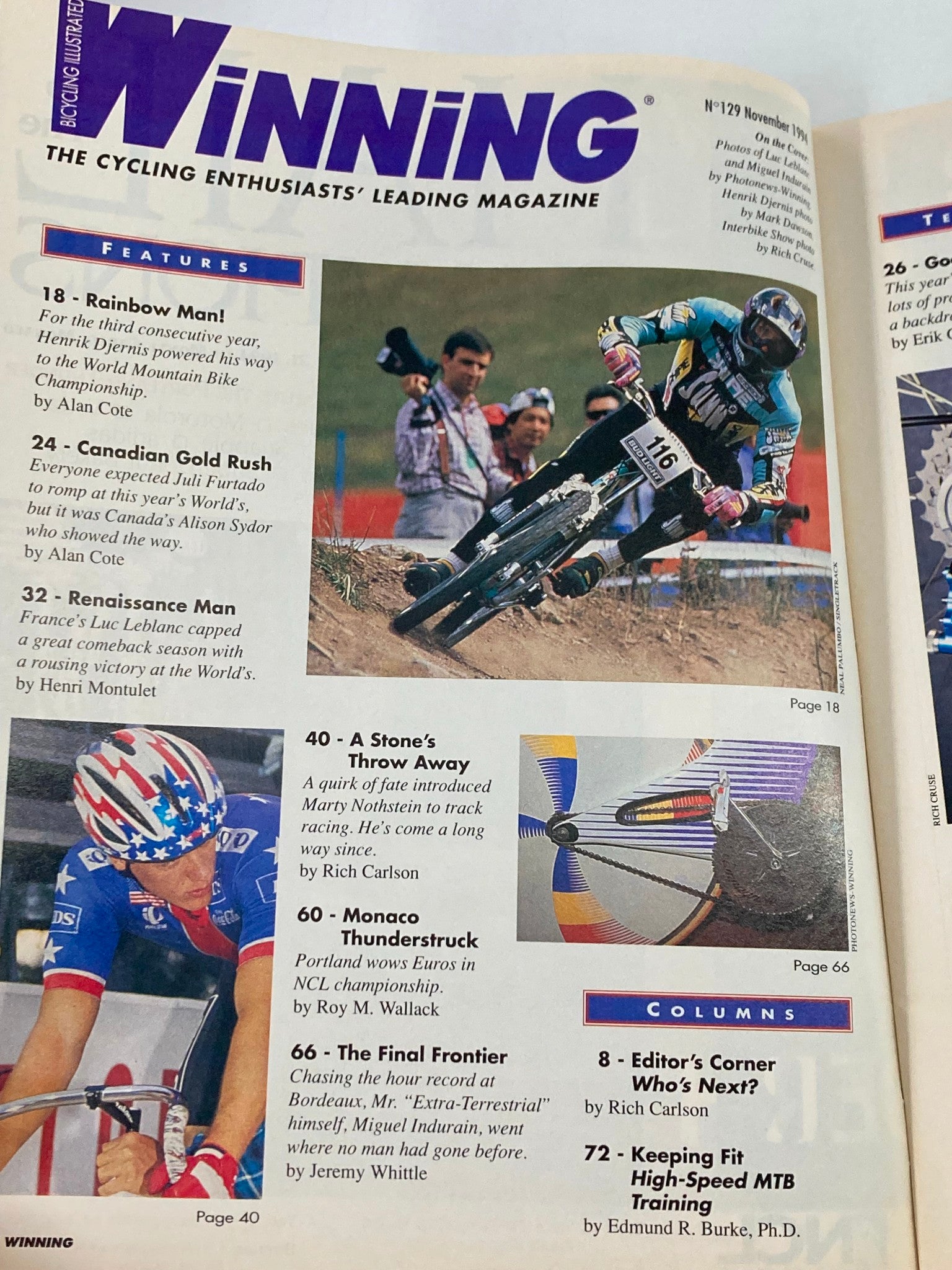 Winning Bicycle Racing Illustrated November 1994 No. 129 Henrik Djernis