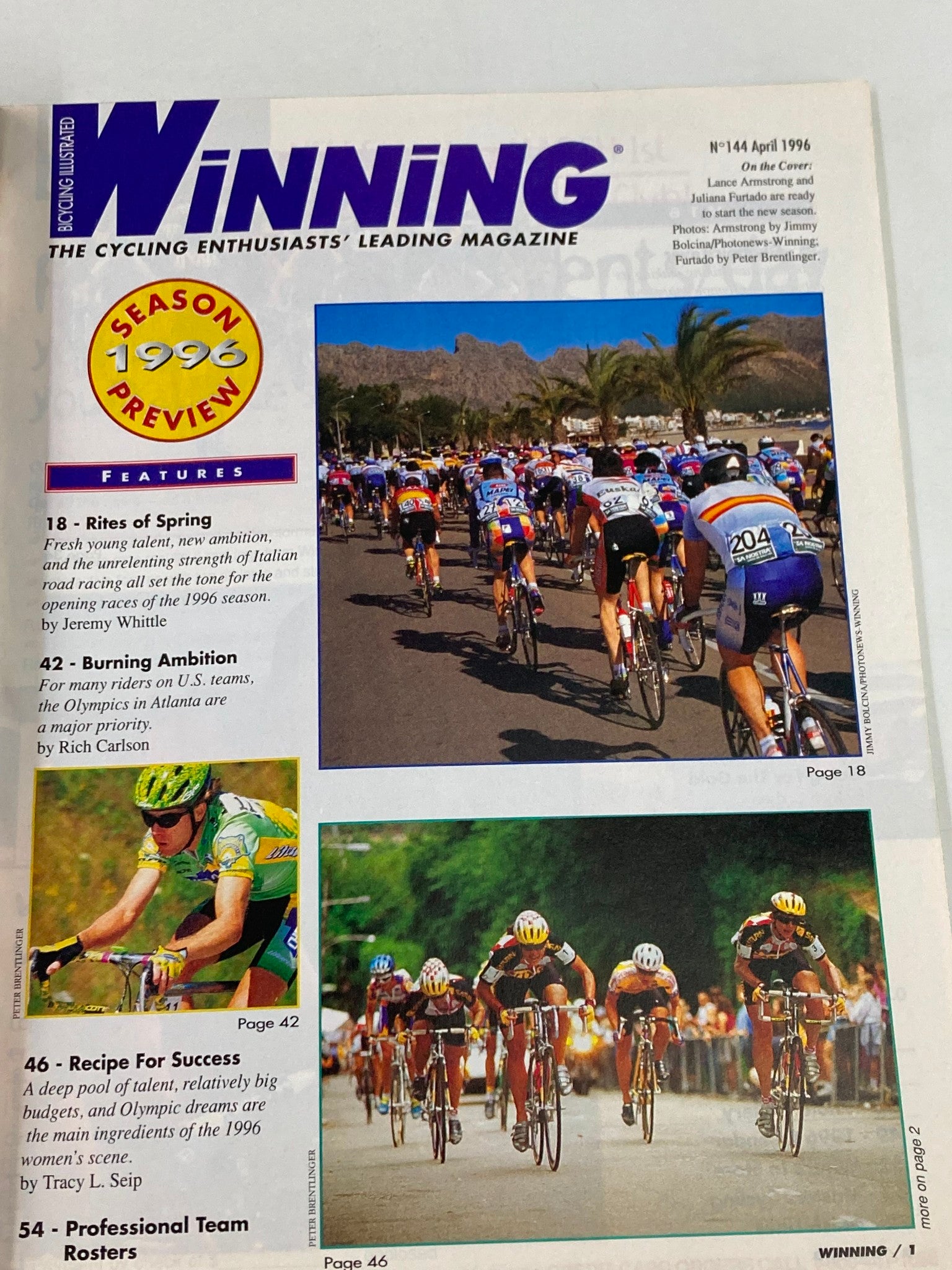 Winning Bicycle Racing Illustrated April 1996 No. 144 Lance Armstrong