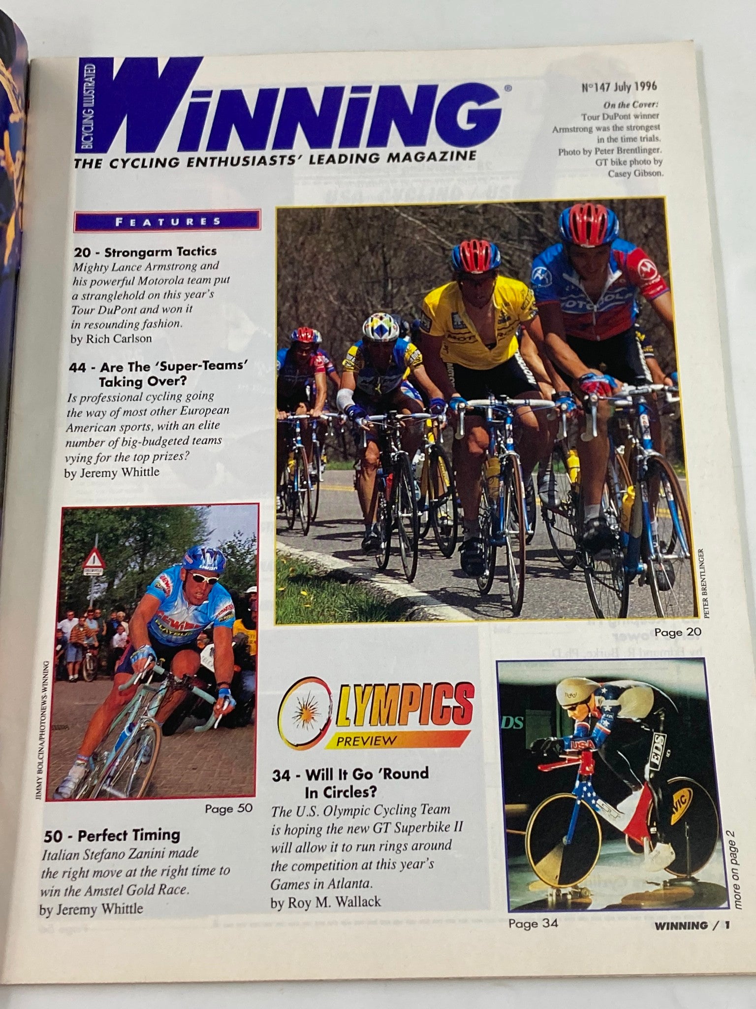 Winning Bicycle Racing Illustrated July 1996 No. 147 Lance Armstrong Tour DuPont