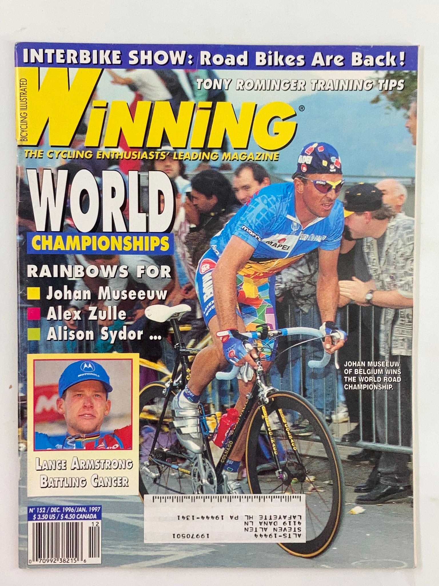 Winning Bicycle Racing Illustrated December 1996 No. 152 Johan Museeuw