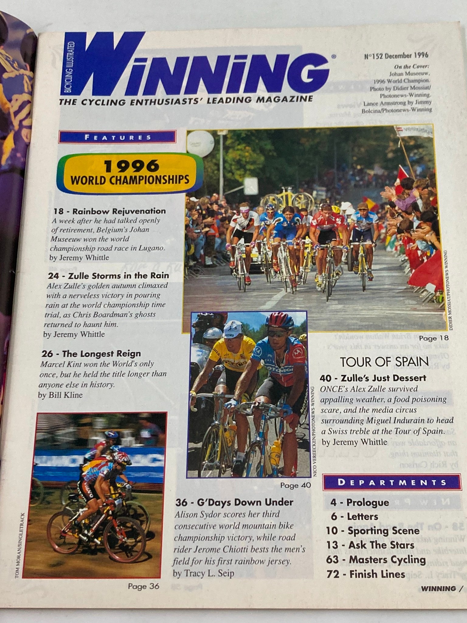 Winning Bicycle Racing Illustrated December 1996 No. 152 Johan Museeuw