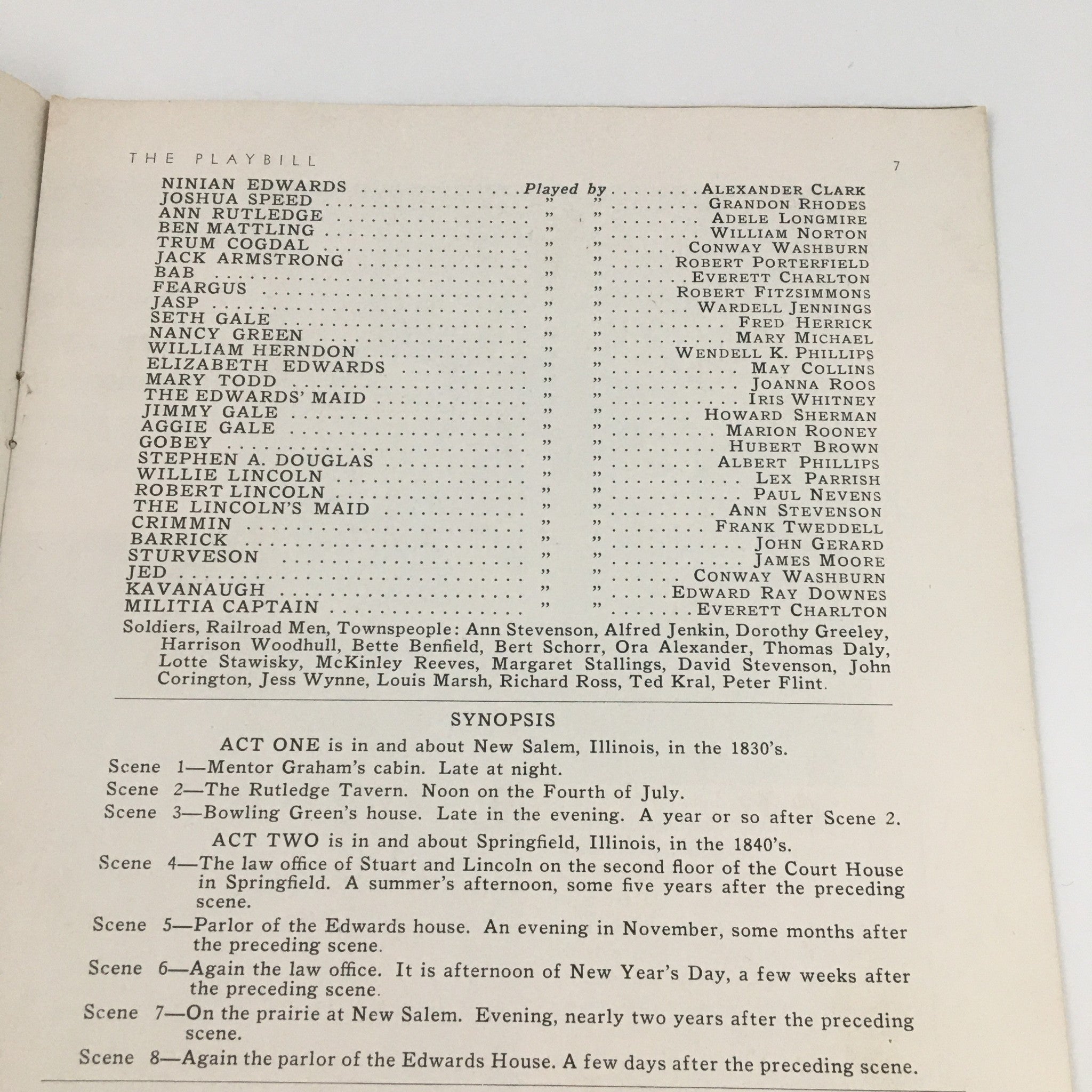 1939 Playbill Adelphi Theatre 'Abe Lincoln in Illinois' Richard Gaines