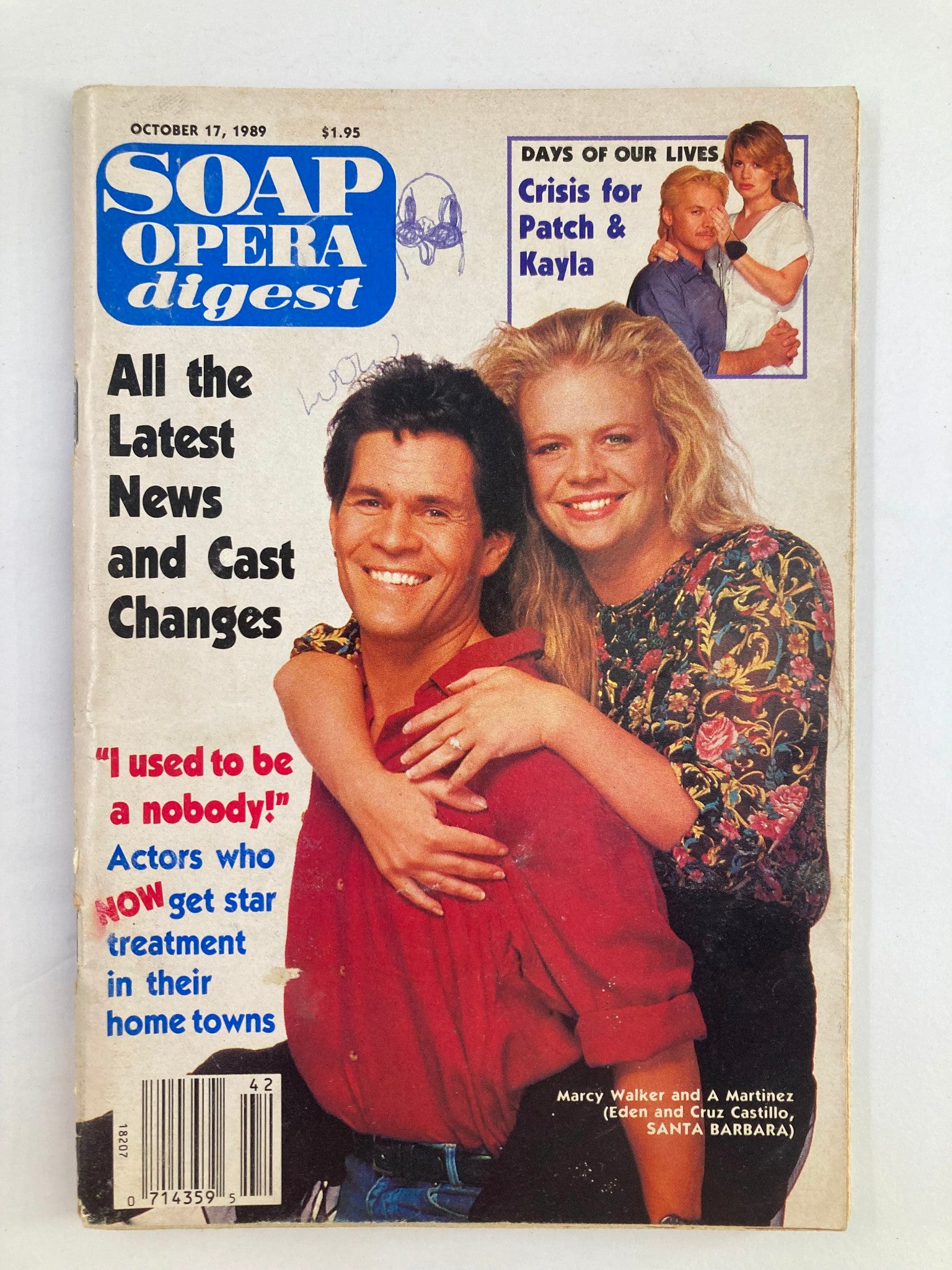 VTG Soap Opera Digest October 17 1989 Marcy Walker and A Martinez No Label