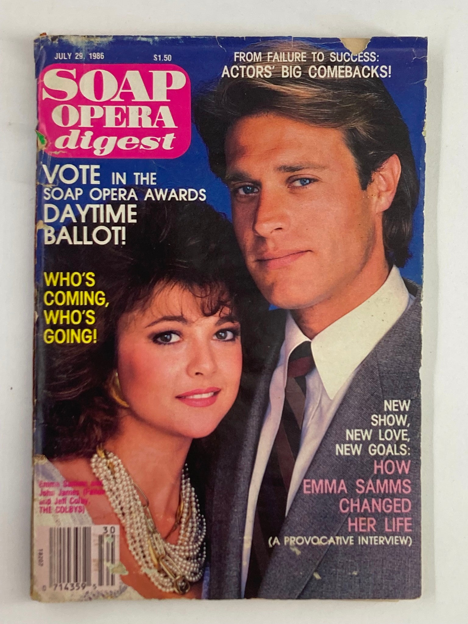 VTG Soap Opera Digest July 29 1986 Emma Samms and John James No Label