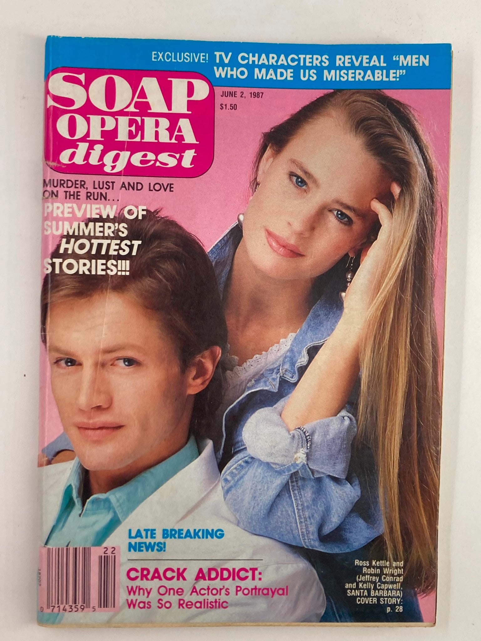 VTG Soap Opera Digest June 2 1987 Ross Kettle and Robin Wright No Label