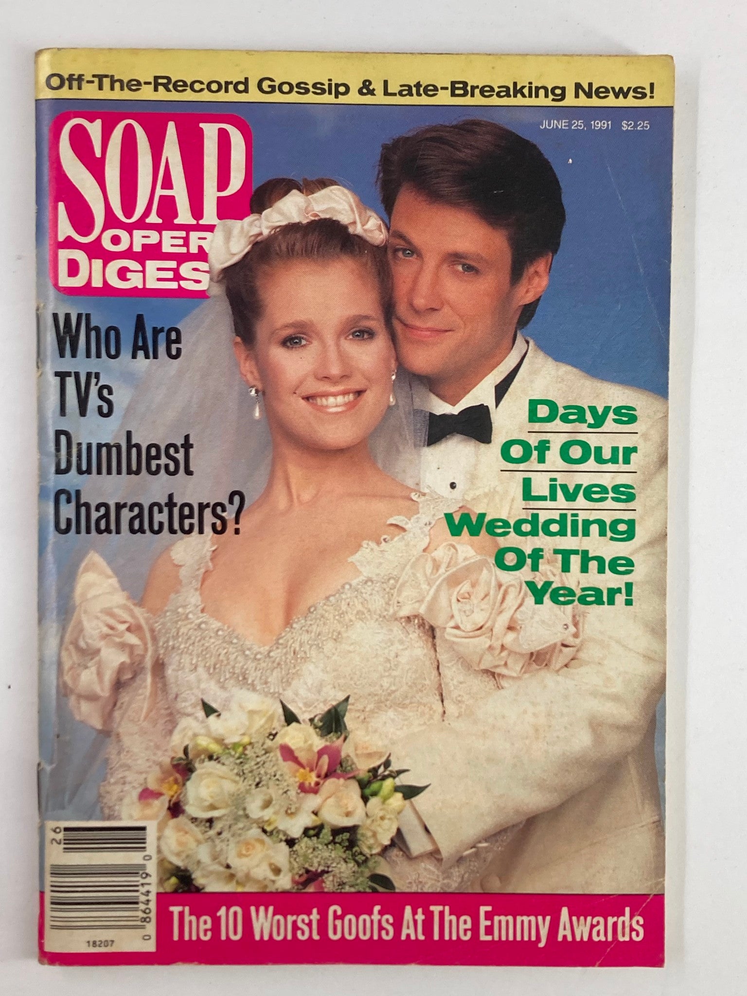 Cover of Soap Opera Digest from June 25, 1991 featuring Matthew Ashford and Melissa Reeves, showcasing a wedding theme and promoting 'Days of Our Lives Wedding Of The Year!'.