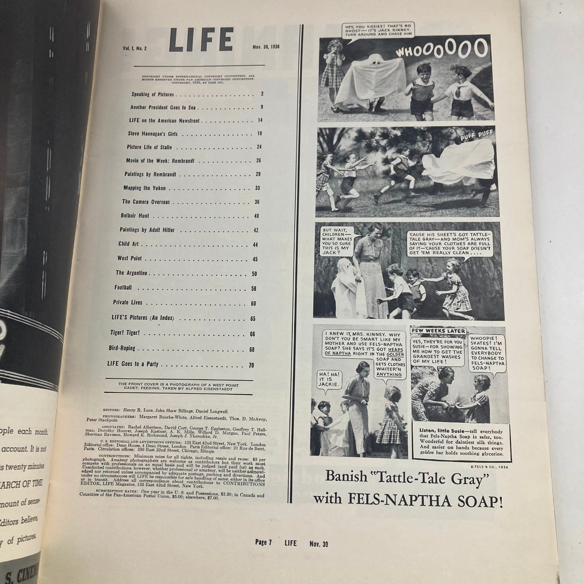 RES* VTG Life Magazine November 30 1936 Vol 1 No. 2 A West Point Cadet No Label