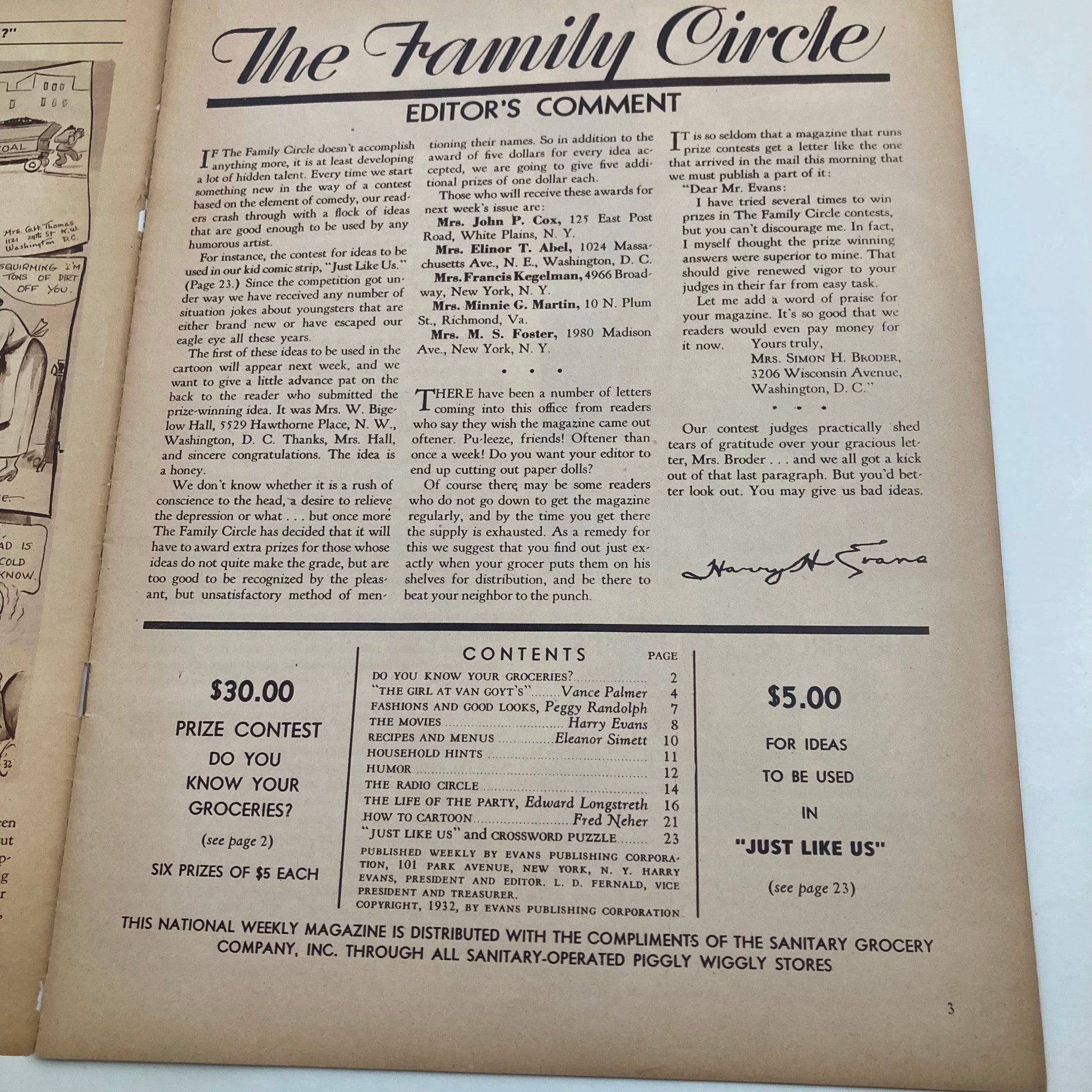 VTG The Family Circle Magazine November 4 1932 Kay Francis, Ruth Etting No Label