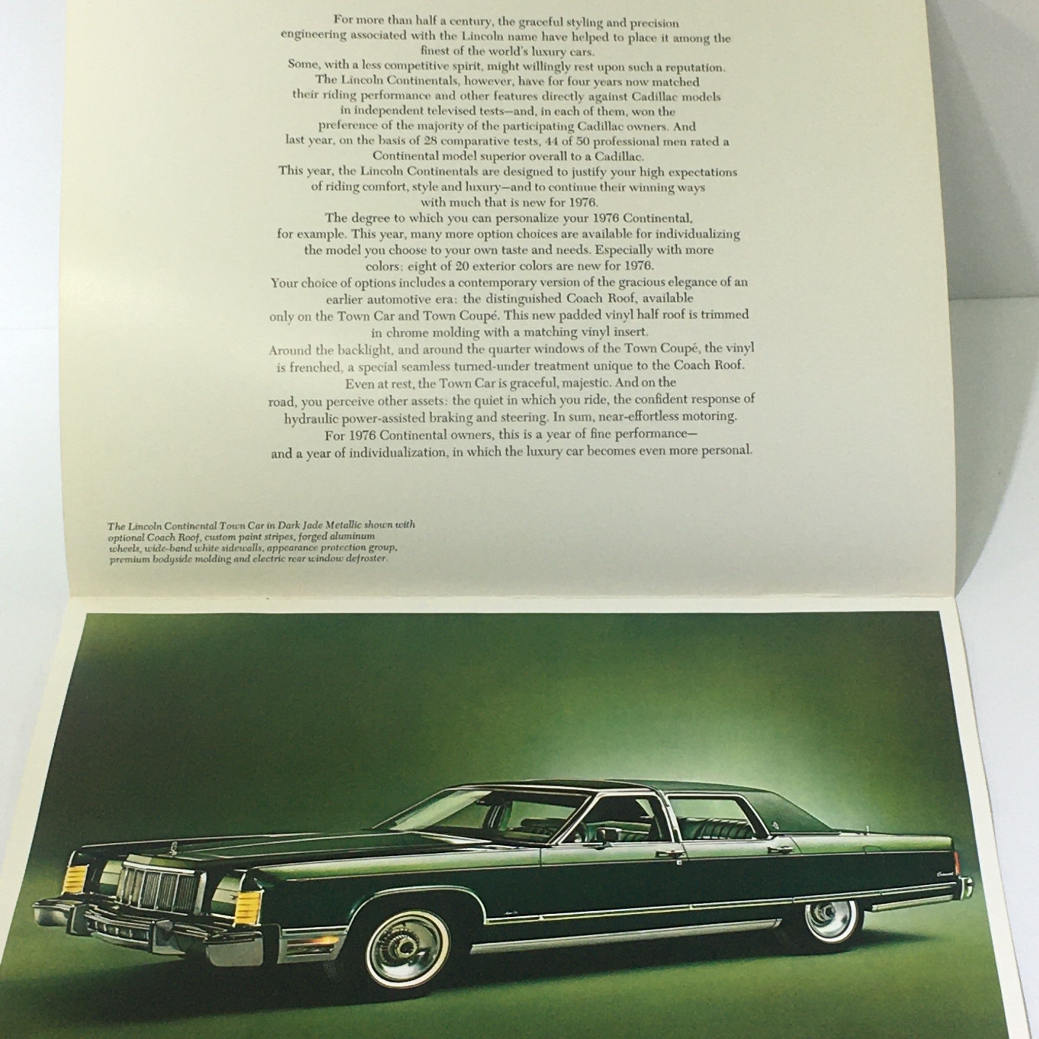 Vintage 1976 Lincoln Continental Town Car Opt. Coach Roof Car Catalog Brochure