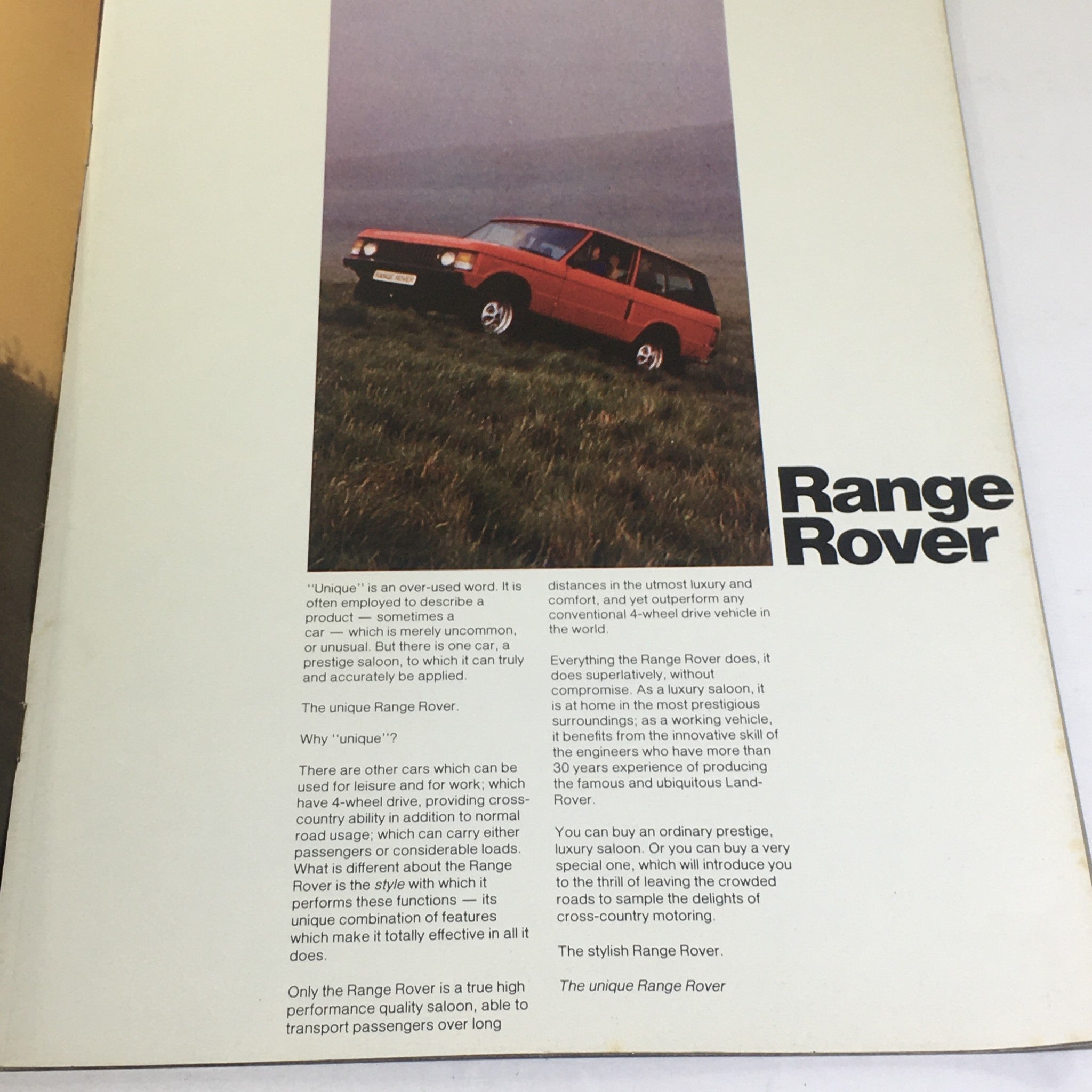 1980 Range Rover V-8 Bore Dealership Car Auto Catalog Brochure