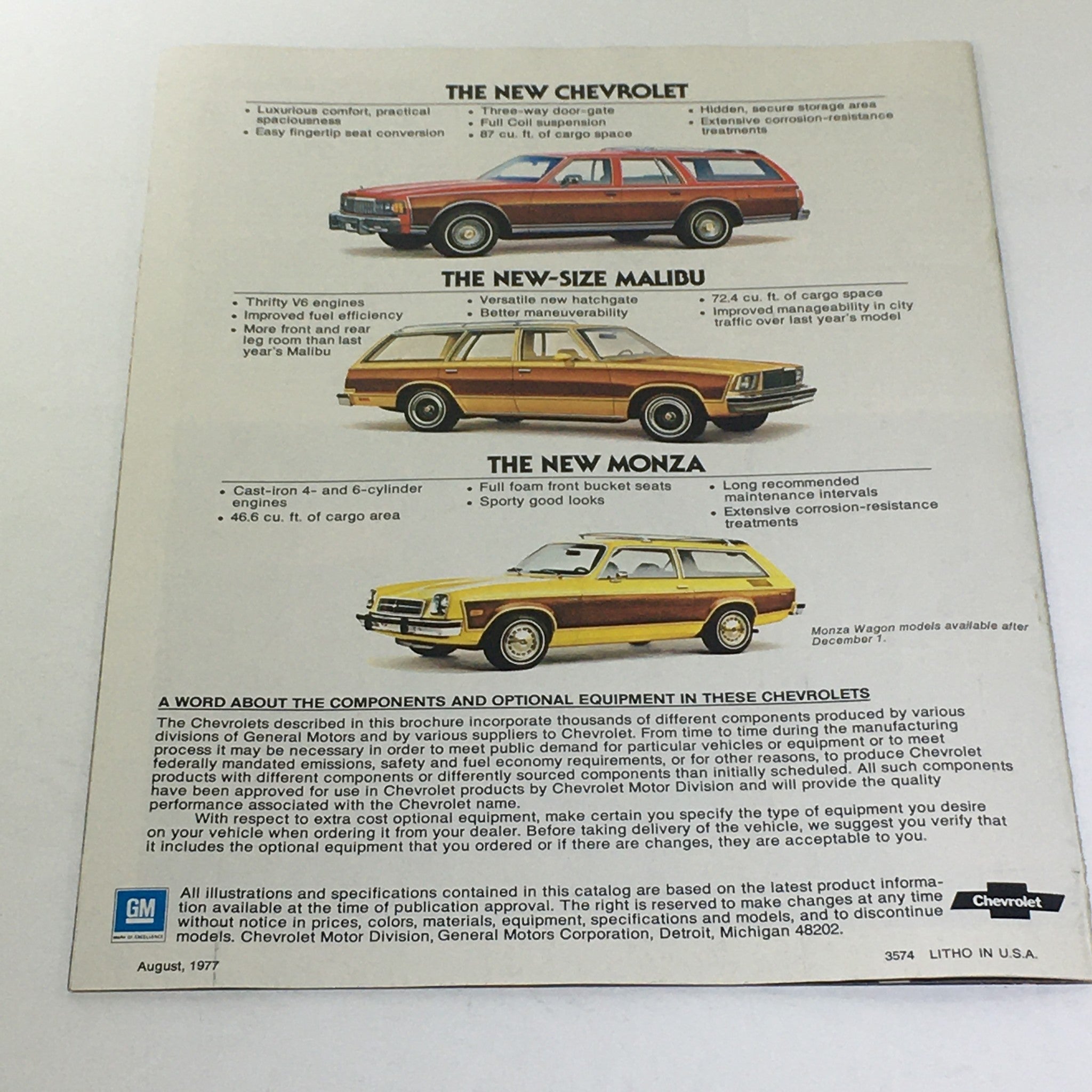 Vintage 1978 Chevrolet Caprice and Impala 6-Cylinder Engine Car Catalog Brochure