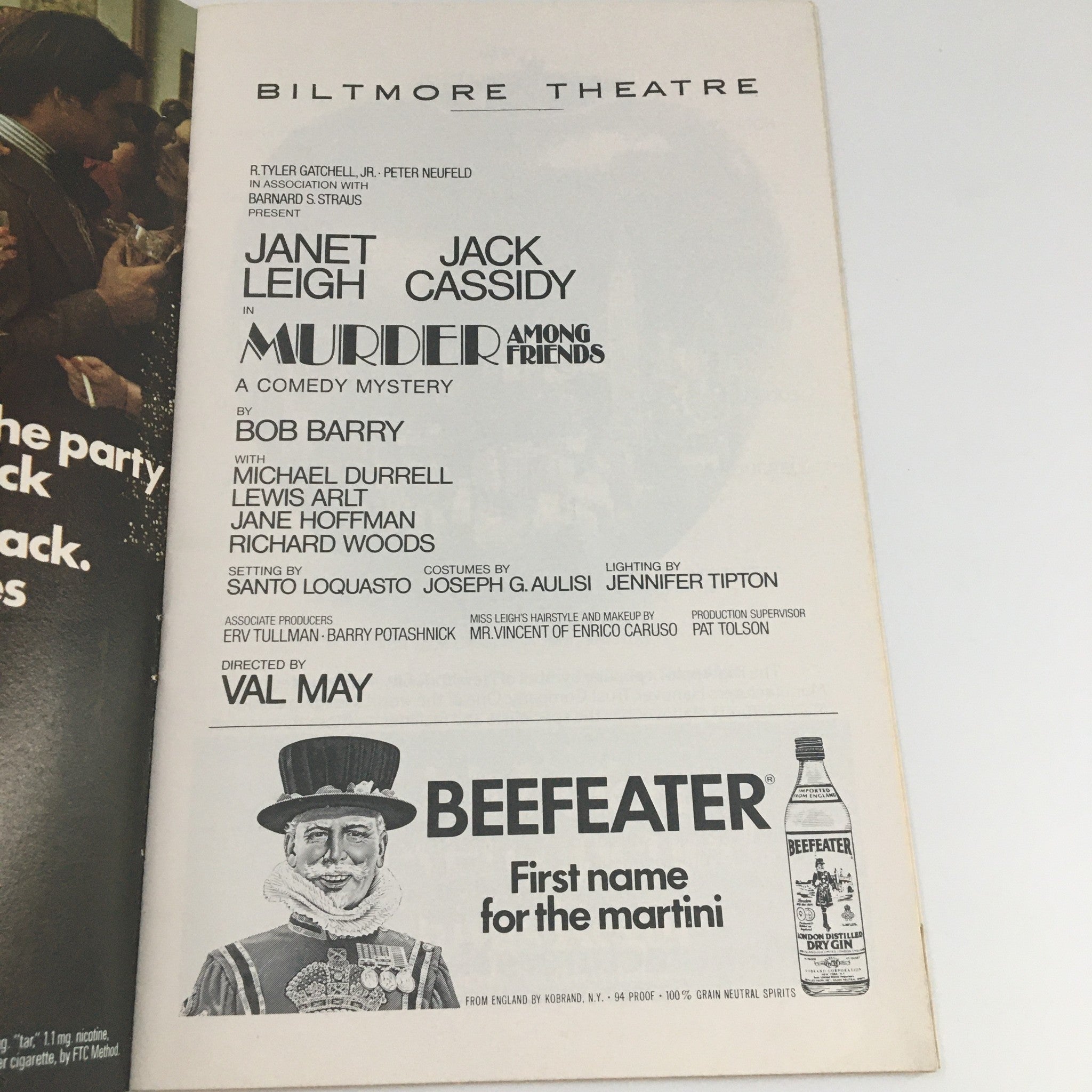 1975 Playbill Biltmore Theatre 'Murder Among Friends' Janet Leigh, Jack Cassidy