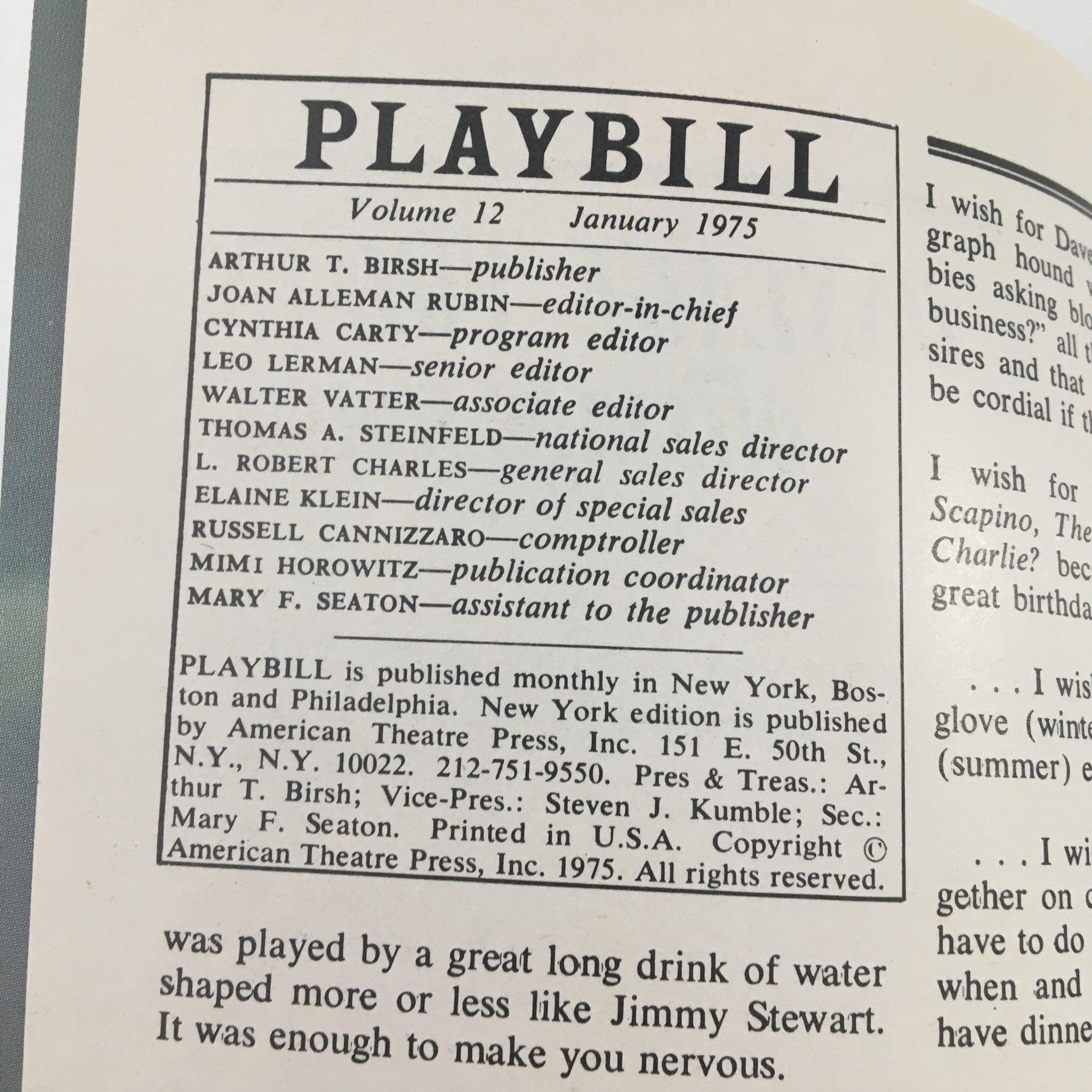 1975 Playbill Brooks Atkinson Theatre 'Of Mice and Men' Kevin Conway, Pat Corley