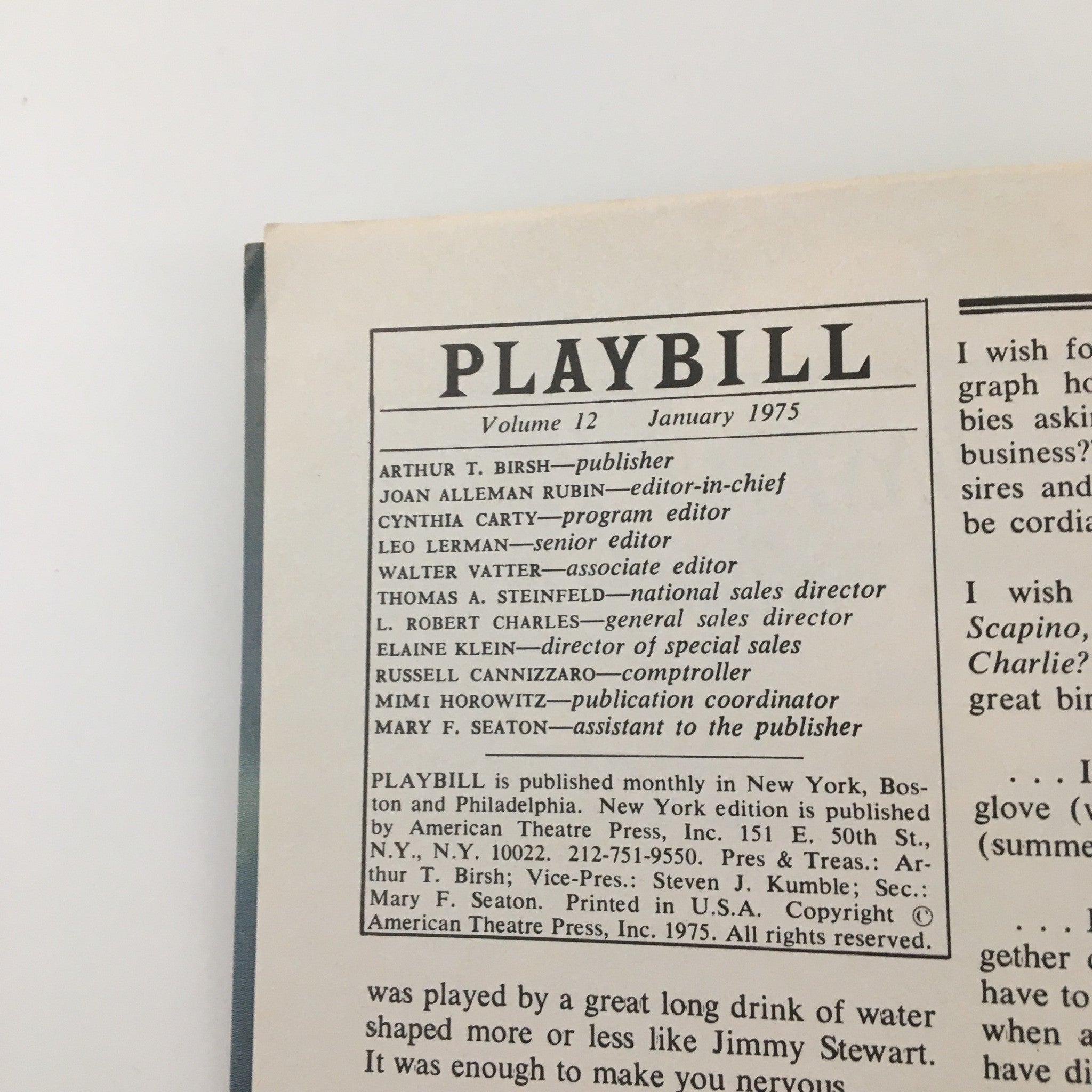 1975 Playbill Shubert Theatre 'Seascape' Barry Nelson, Deborah Kerr