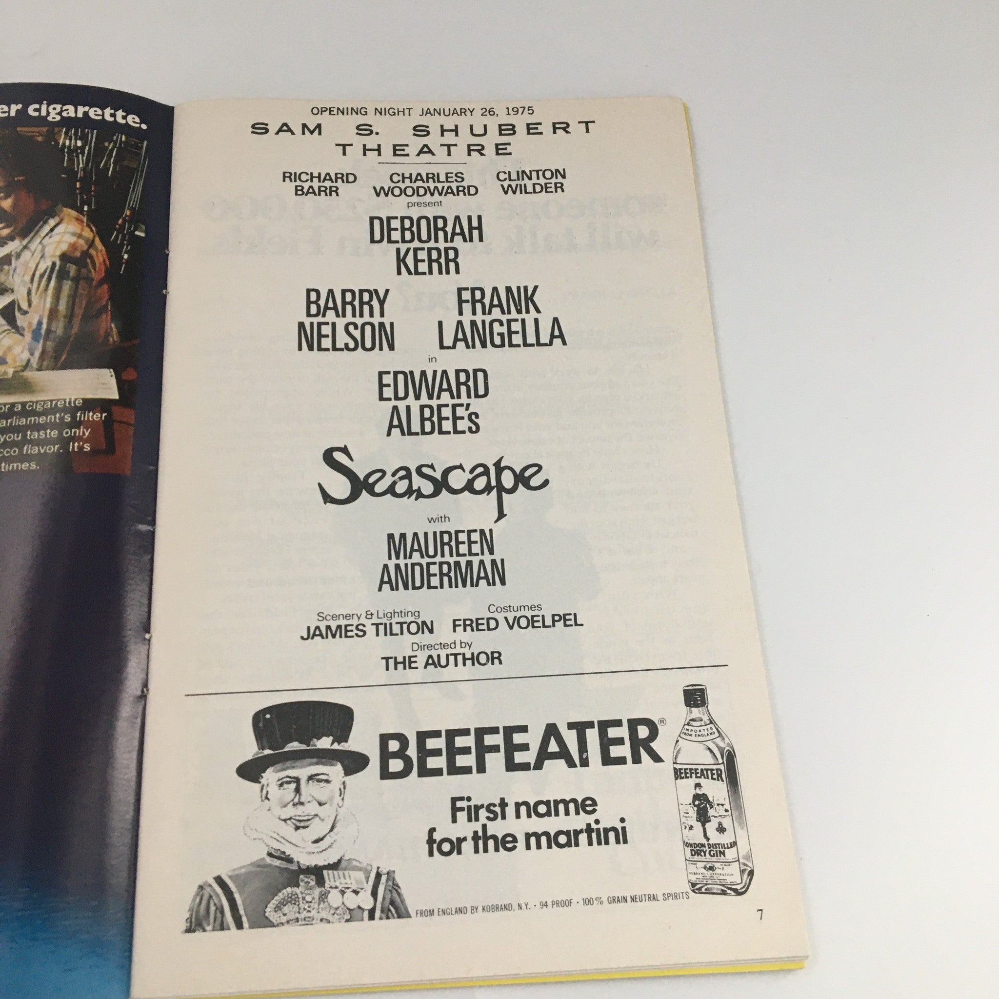 1975 Playbill Shubert Theatre 'Seascape' Barry Nelson, Deborah Kerr