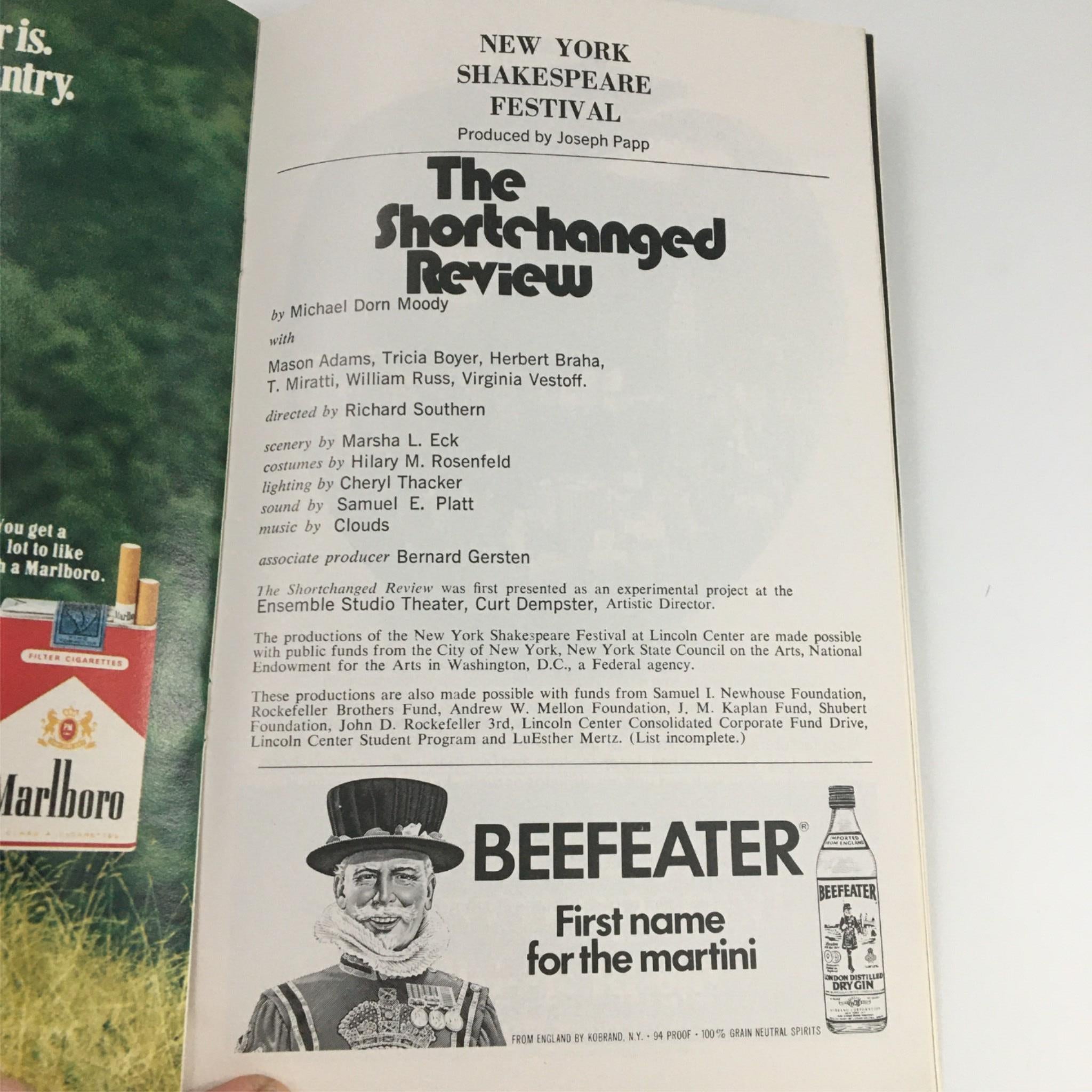 1976 Playbill Mitzi E. Newhouse Theater 'The Shortchanged Review' Michael Moody