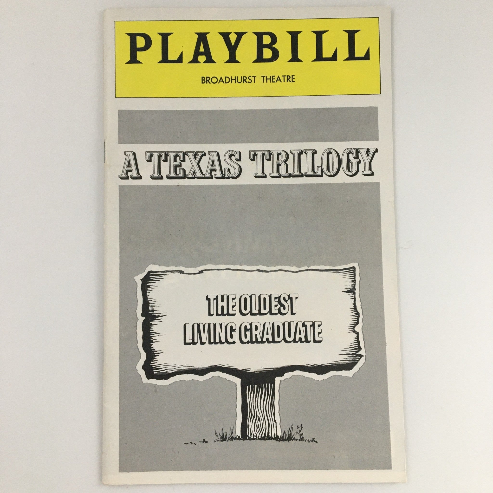 1976 Playbill Broadhurst Theatre 'A Texas Trilogy' 'The Oldest Living Graduate'