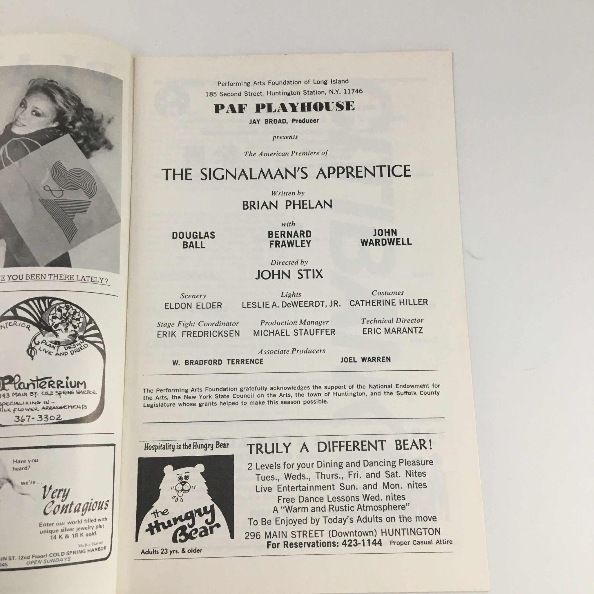 1976 Playbill PAF Playhouse 'The Signalman's Apprentice' Bernard Frawley