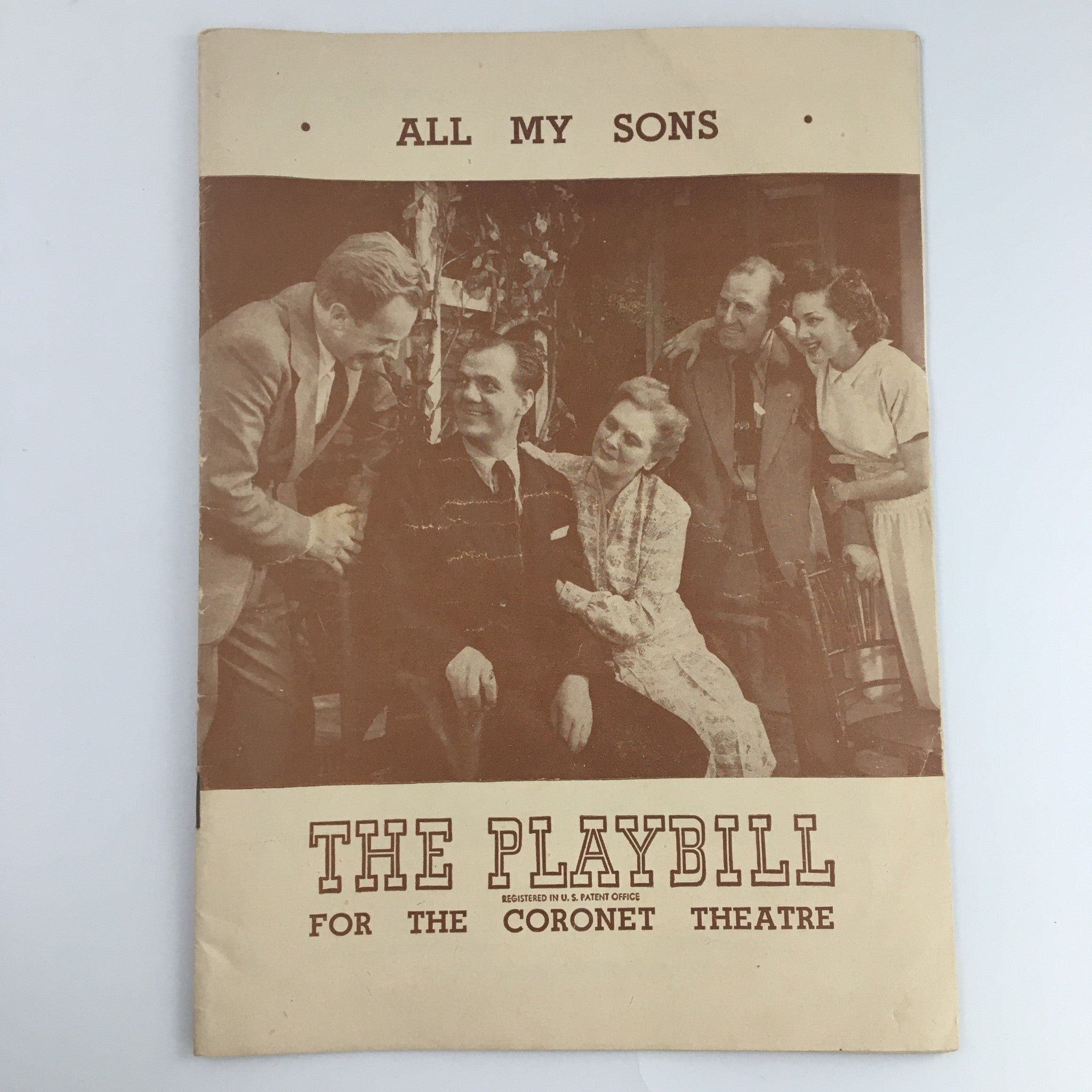 1947 Playbill Coronet Theatre 'All My Sons' Beth Merrill, Arthur Kennedy