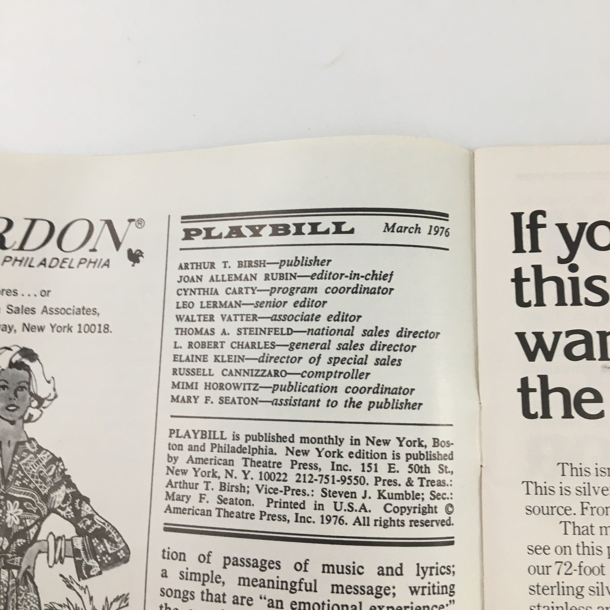 1976 Playbill Morosco Theatre 'The Norman Conquests' Richard Benjamin Don Murray