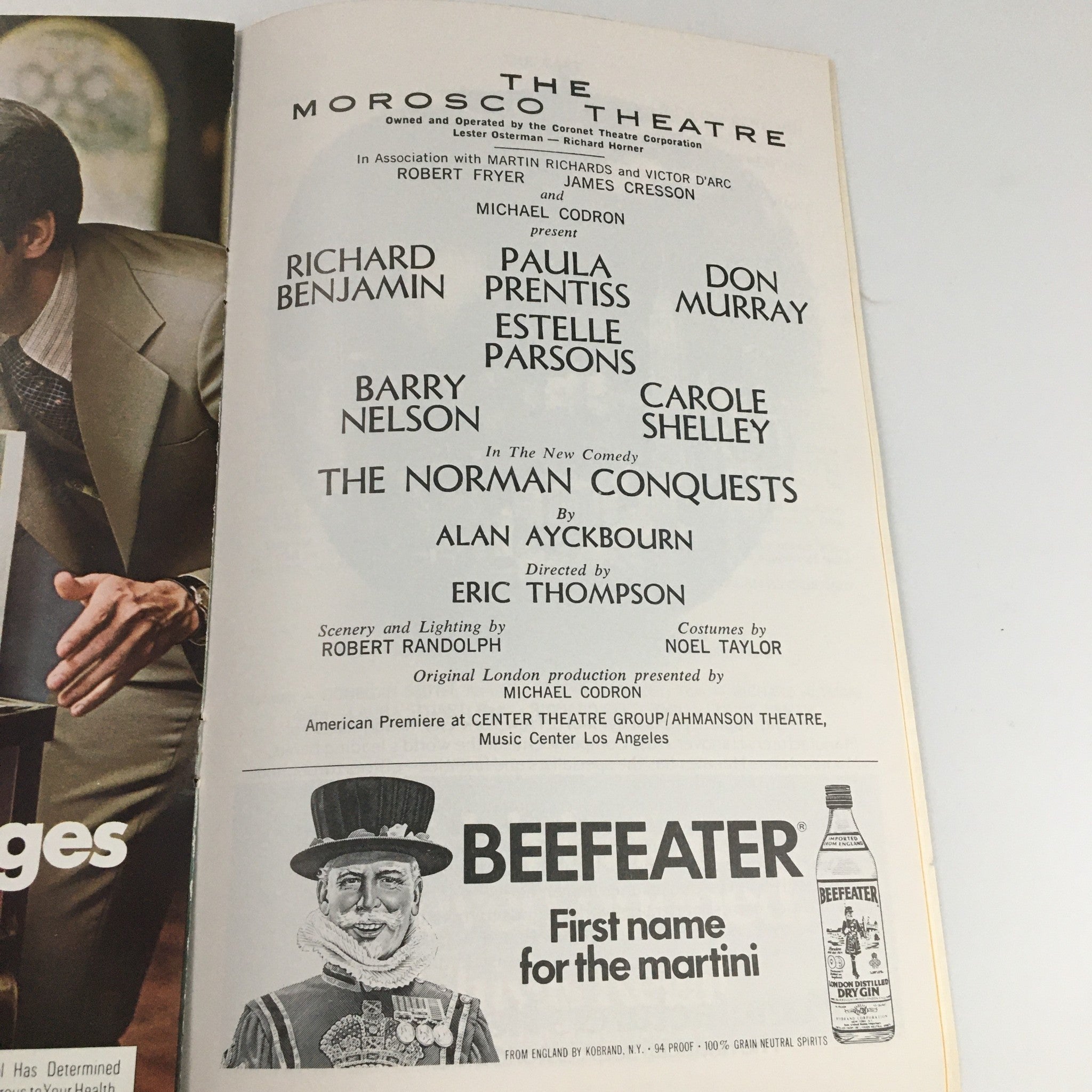 1976 Playbill Morosco Theatre 'The Norman Conquests' Richard Benjamin Don Murray