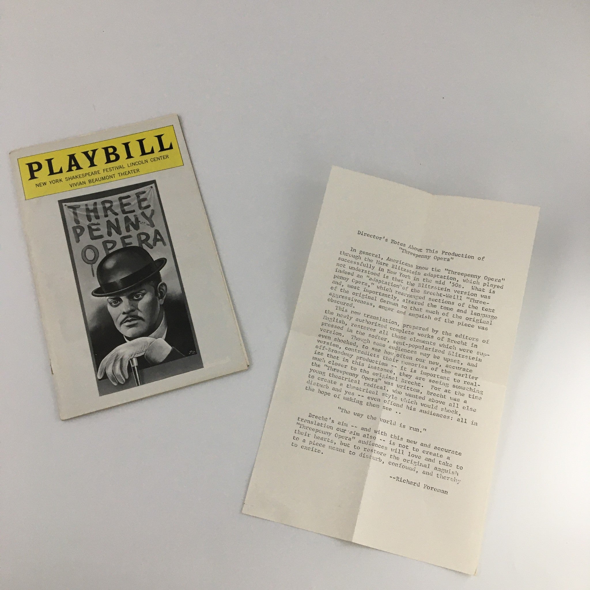 1976 Playbill Vivian Beaumont Theater 'Three Penny Opera' Joseph Papp