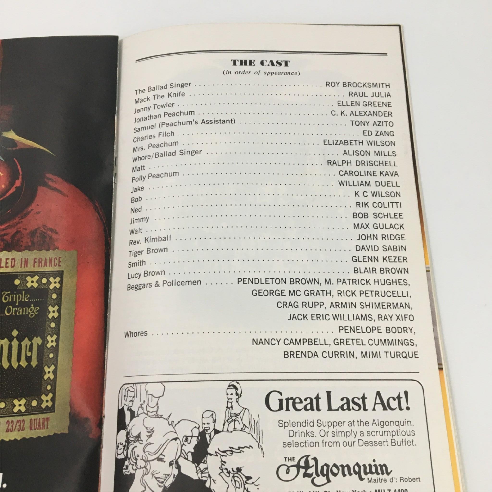 1976 Playbill Vivian Beaumont Theater 'Three Penny Opera' Joseph Papp