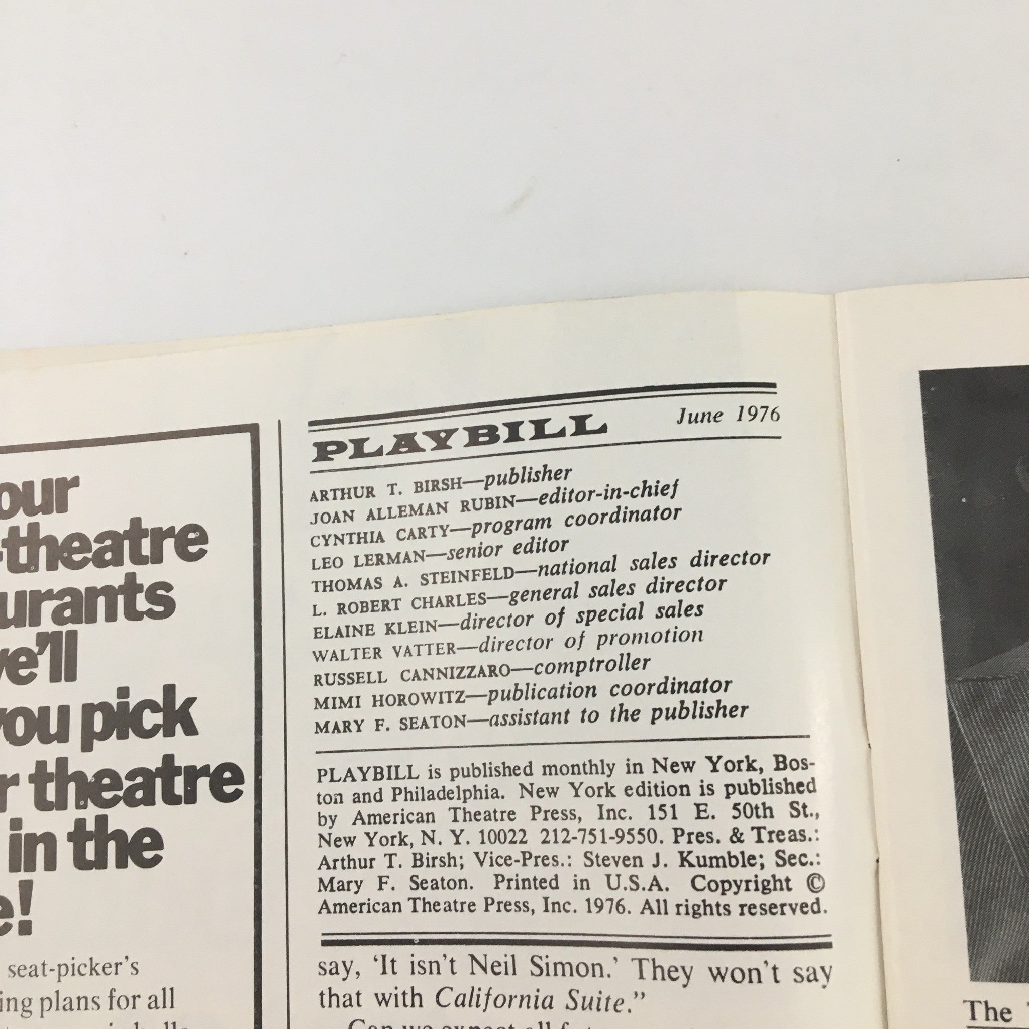 1976 Playbill The Little Theatre The Runner Stumbles Wayne Adams Willard Morgan