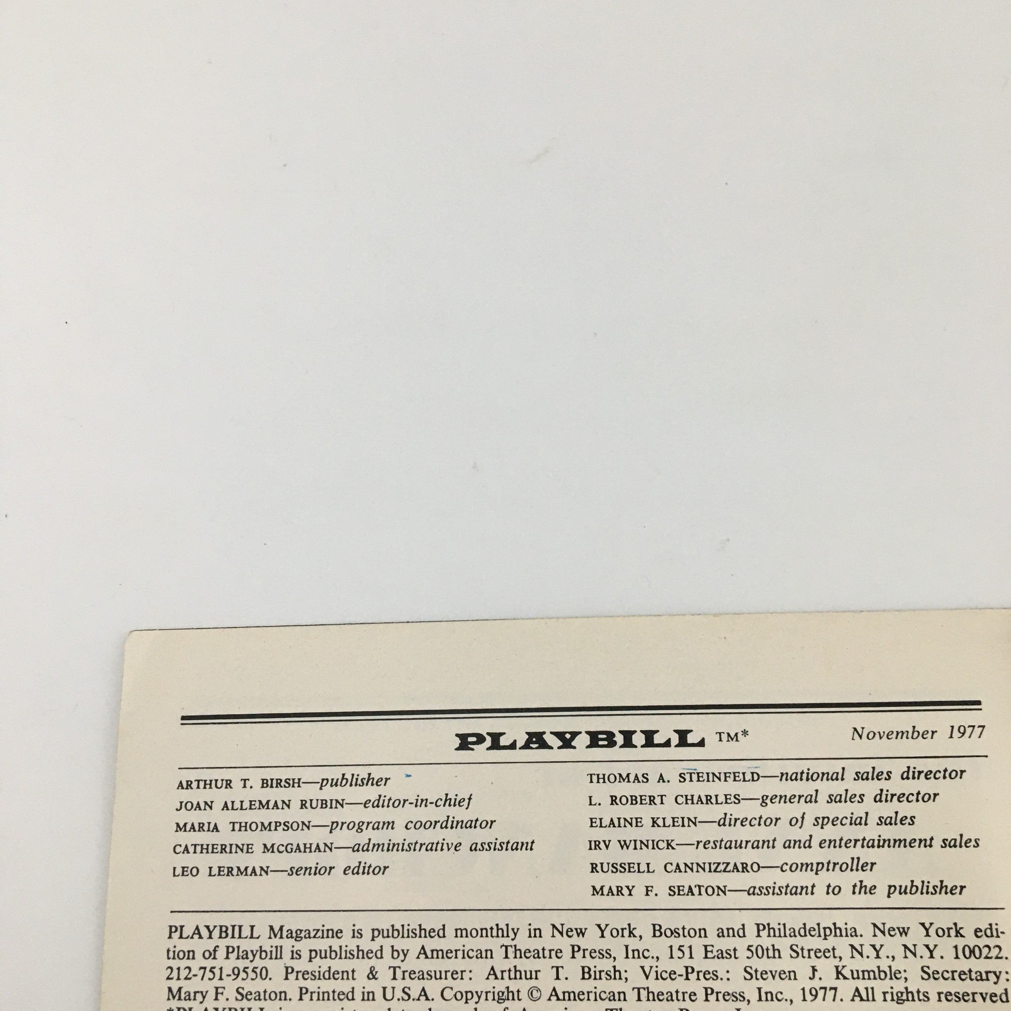 1977 Playbill Circle in the Square Theatre 'Tartuffe' Ruth Livingston, Ray Wise