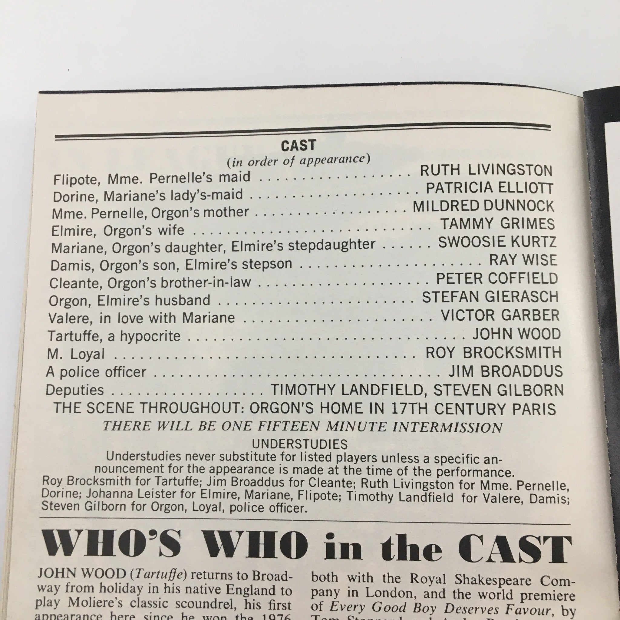 1977 Playbill Circle in the Square Theatre 'Tartuffe' Ruth Livingston, Ray Wise