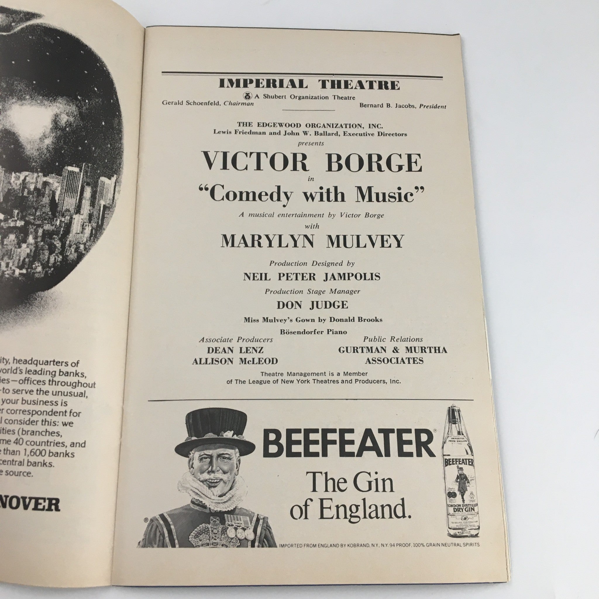 1977 Playbill Imperial Theatre 'Comedy with Music' Victor Borge, Marylyn Mulvey