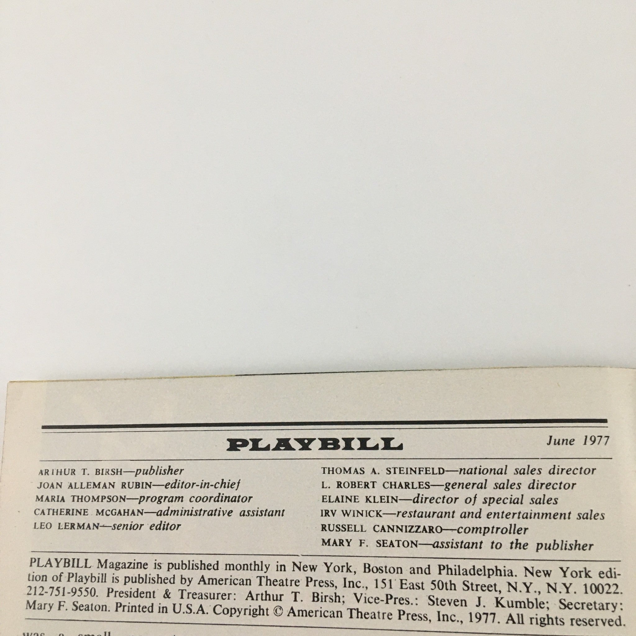 1977 Playbill Shubert Theatre 'A Chorus Line' Paul Charles, Christopher Chadman