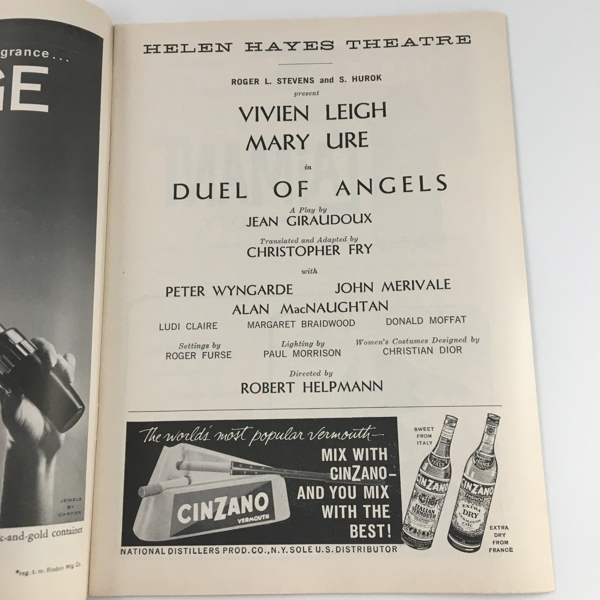 1960 Playbill Helen Hayes Theatre 'Duel of Angels' Vivien Leigh, Mary Ure