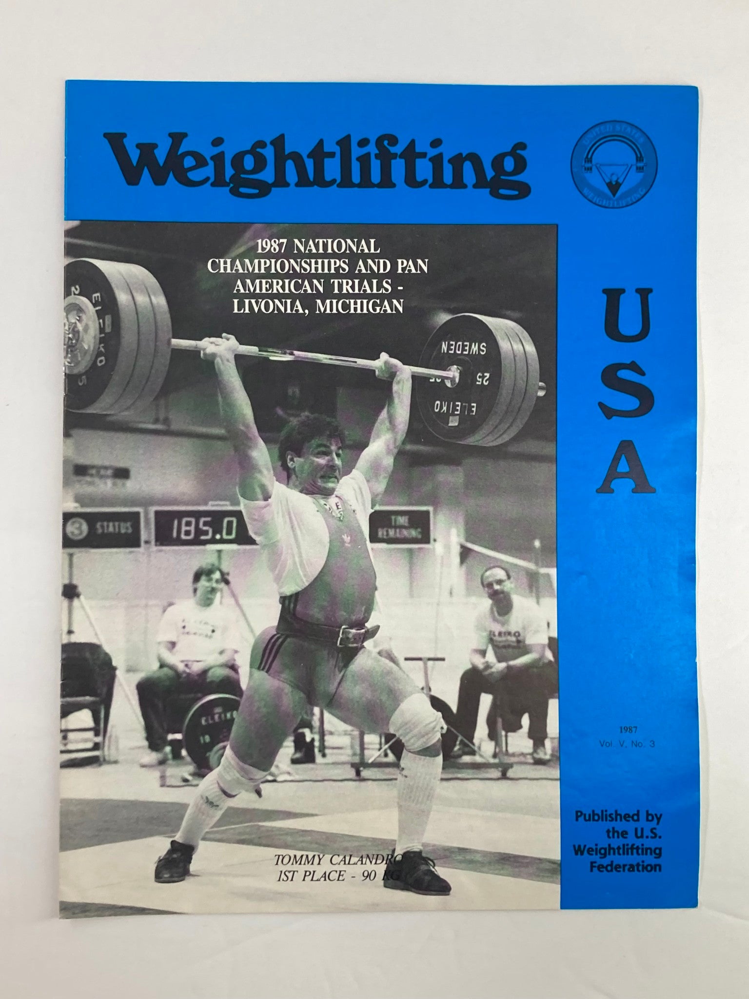 VTG Weightlifting USA Magazine 1987 Vol 5 #3 Tommy Calandro 1st Place 90 kg.