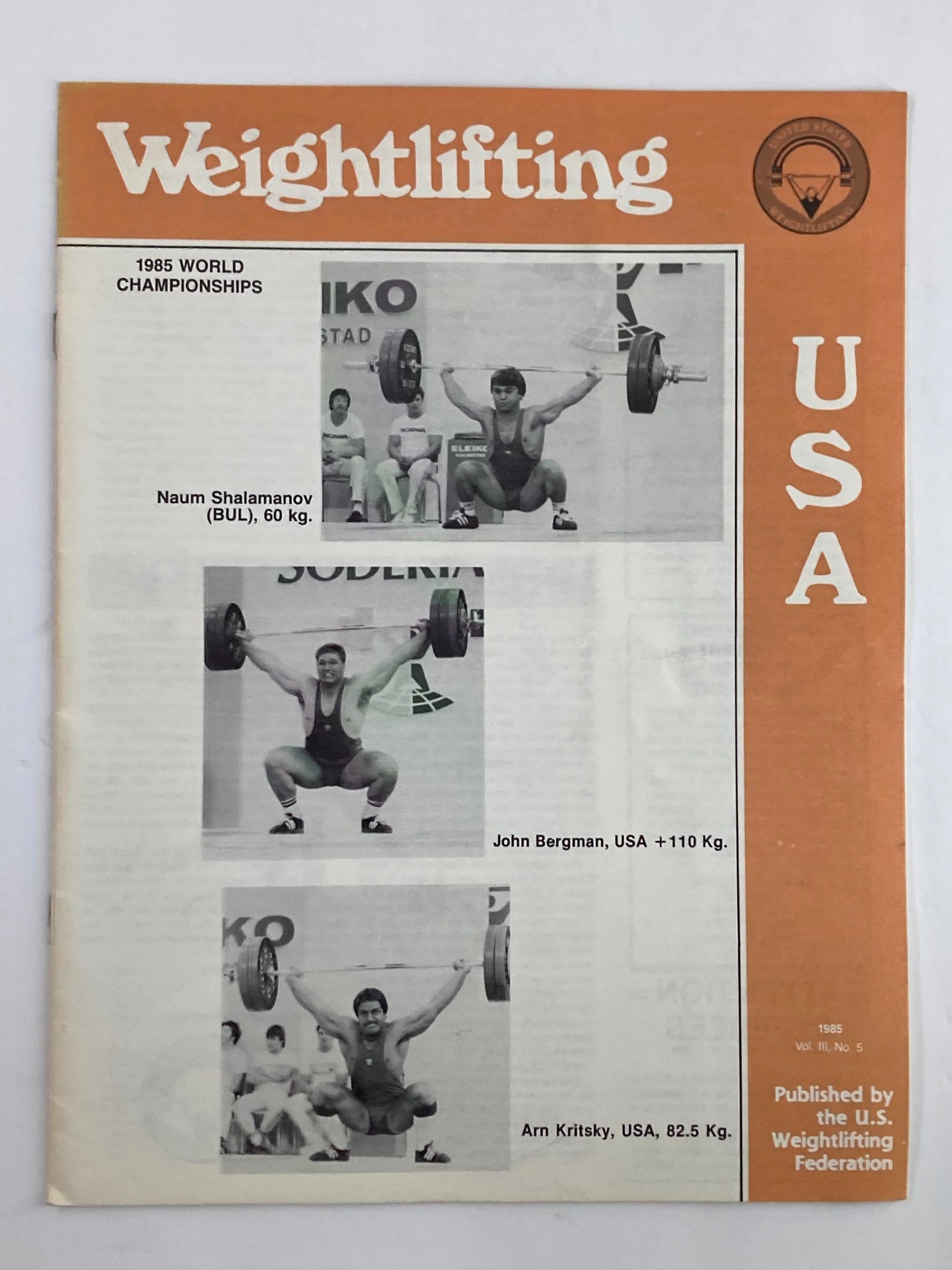 VTG Weightlifting USA Magazine 1985 Vol 3 #5 Naum Shalamanov, John Bergman