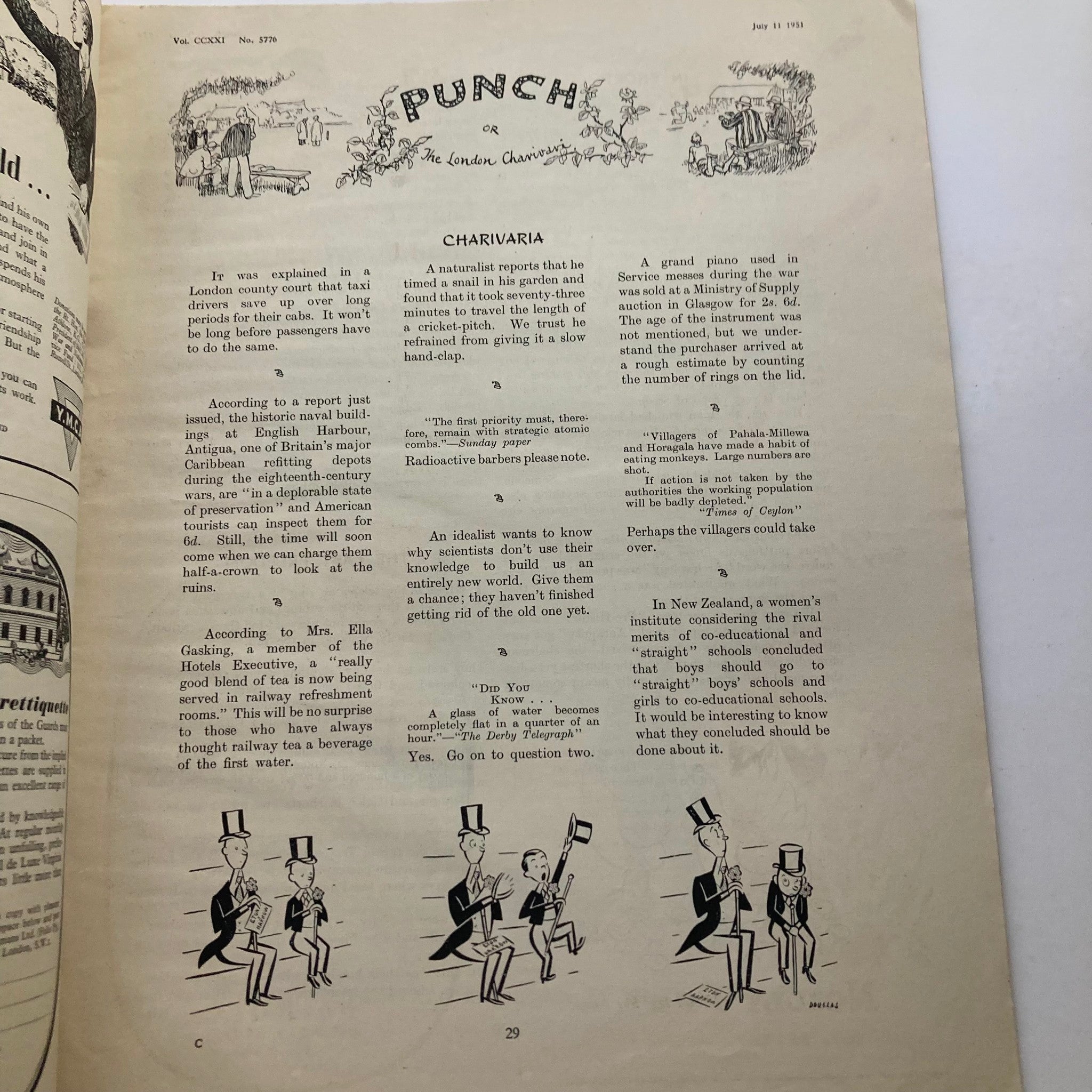 Punch Magazine July 19 1951 Vol 221 No. 5776 WWII Cartoon & Humour No Label