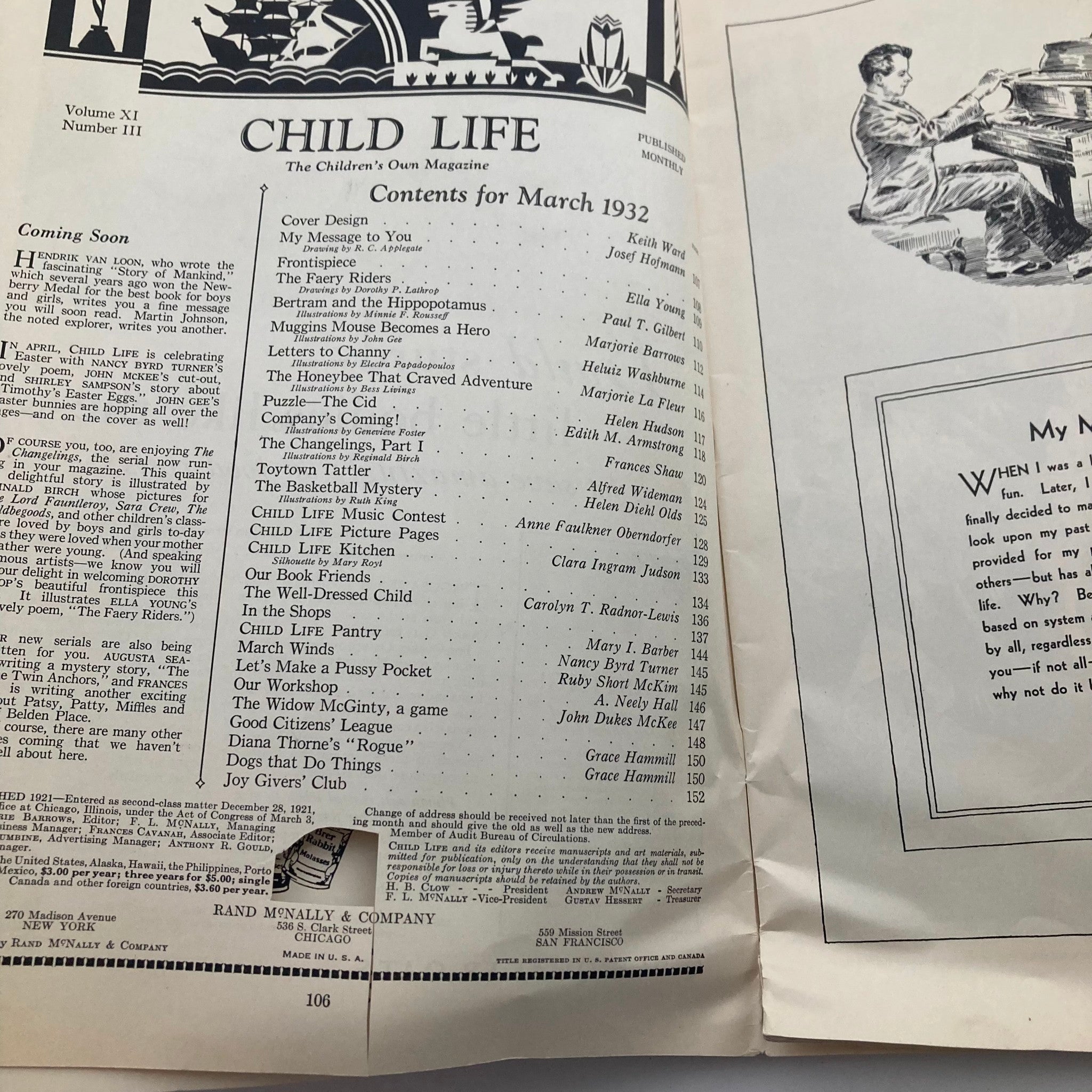 VTG Child Life Magazine March 1932 Vol 11 No. 3 The Faery Riders No Label