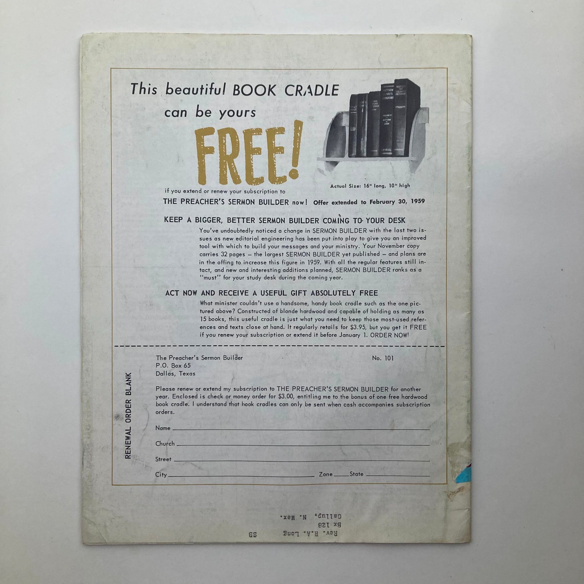 VTG The Preacher's Sermon Builder Magazine February 1959 William F. Dunkle Jr.