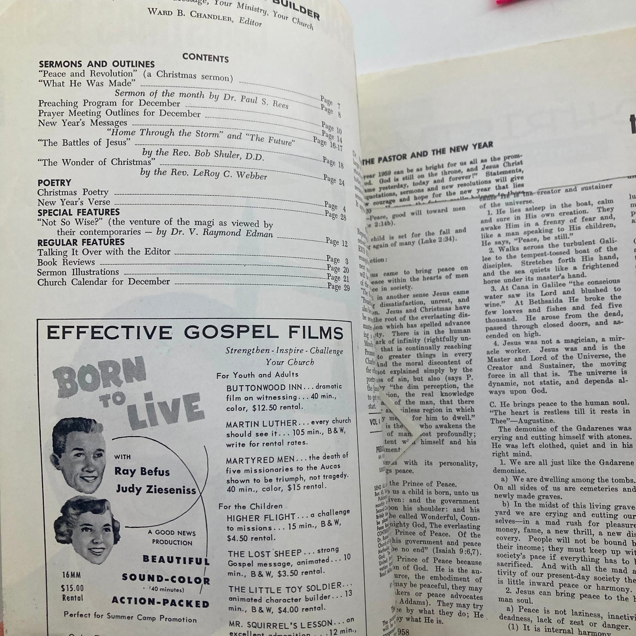 VTG Preacher's Sermon Builder Magazine December 1958 Dr. Paul Rees