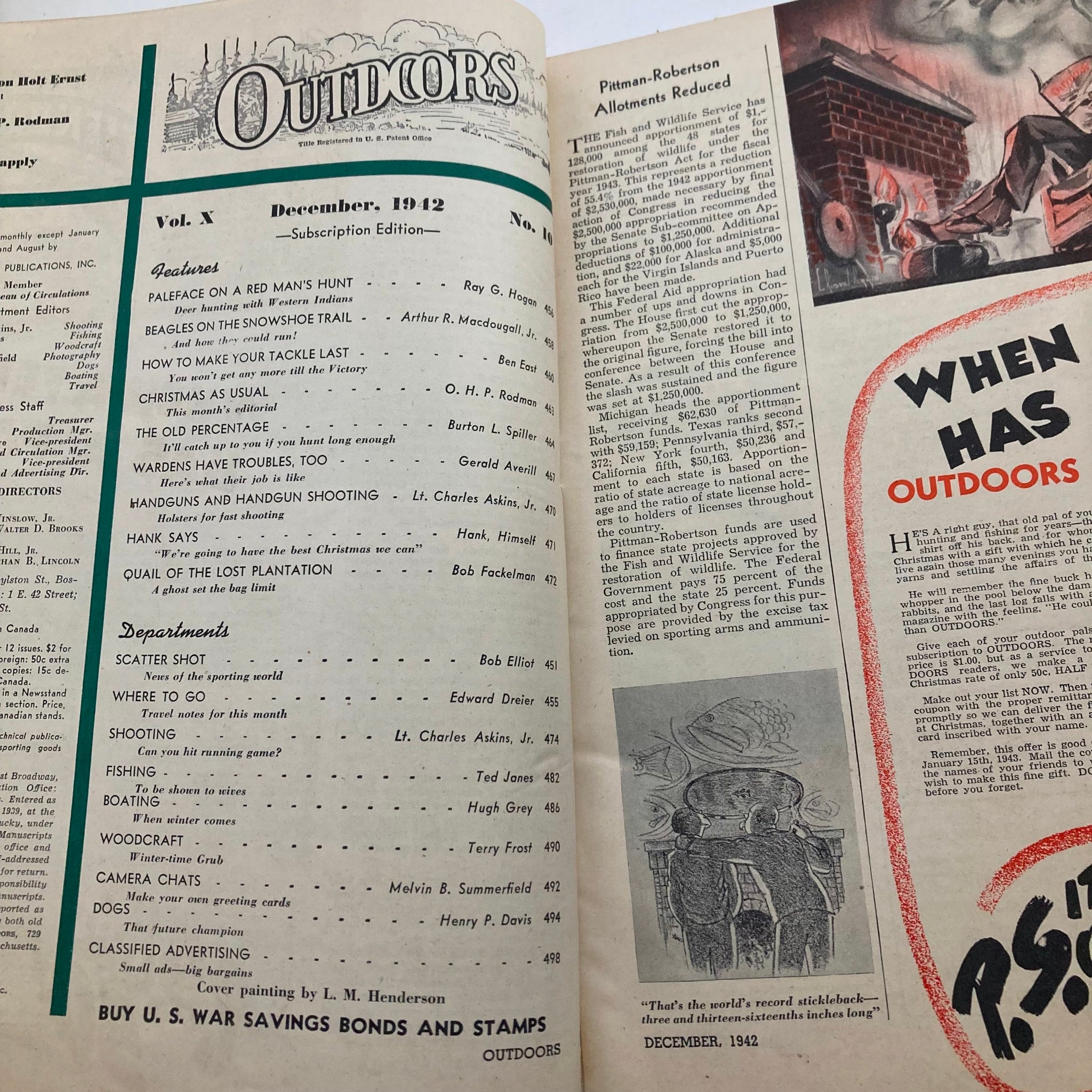 VTG Outdoors Magazine December 1942 How To Make Your Tackle Last No Label