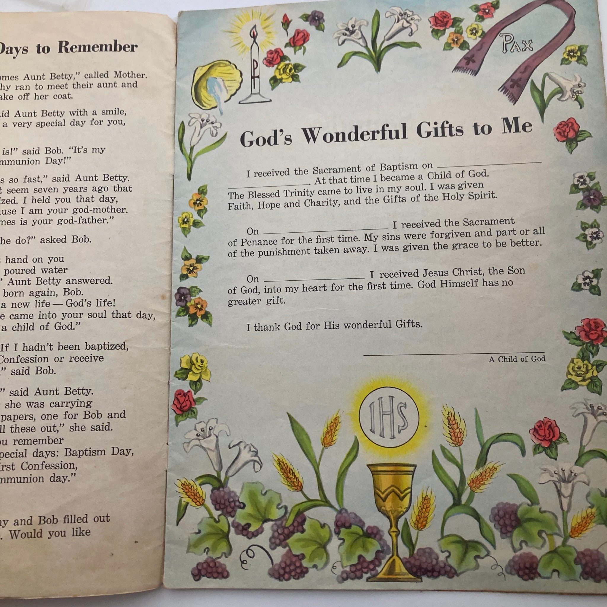 VTG Mine Junior Catholic Magazine June 1959 God's Wonderful Gifts to Me No Label