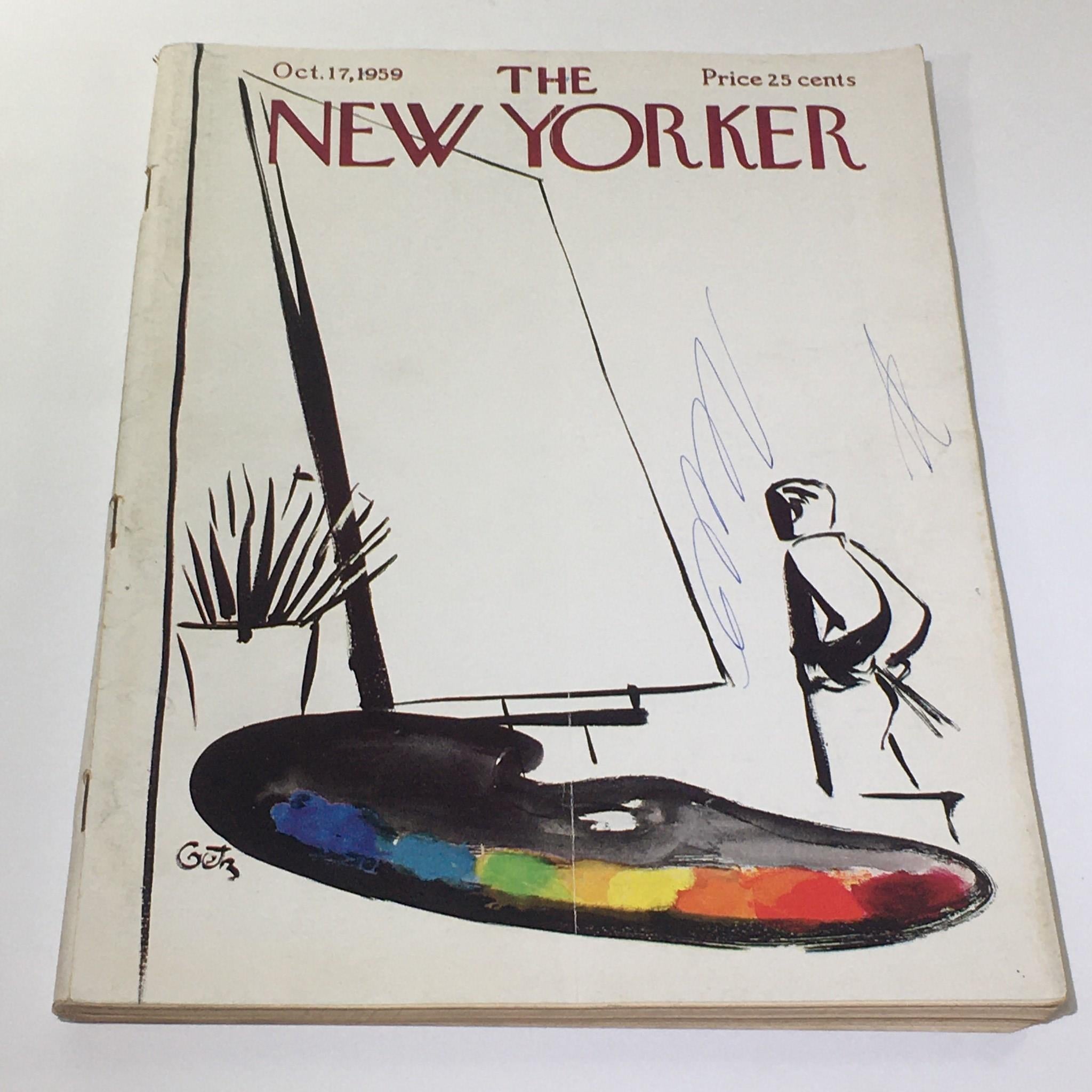 The New Yorker: October 17 1959 Full Magazine/Theme Cover Arthur Getz