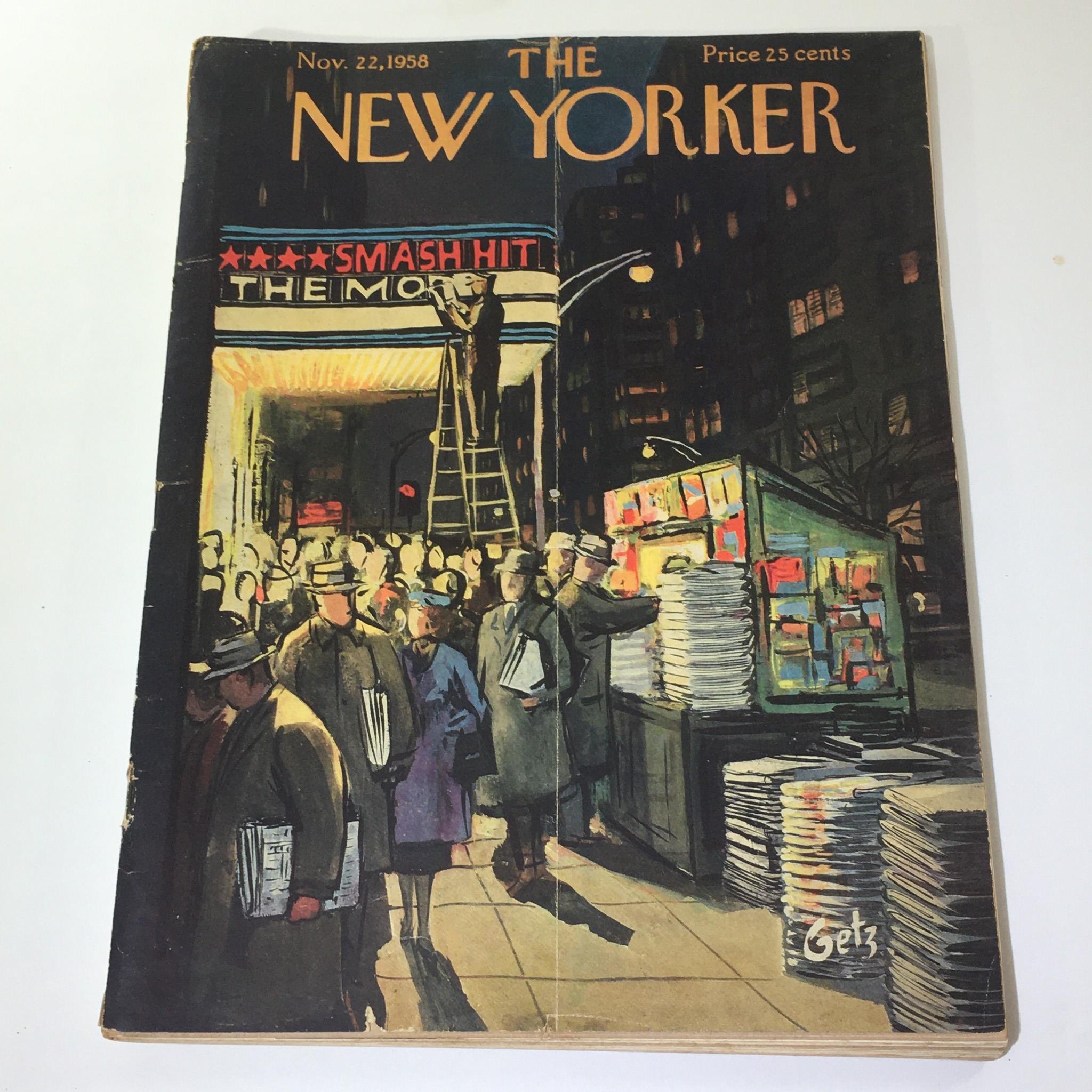 The New Yorker: November 22 1958 Full Magazine/Cover Arthur Getz Theatre