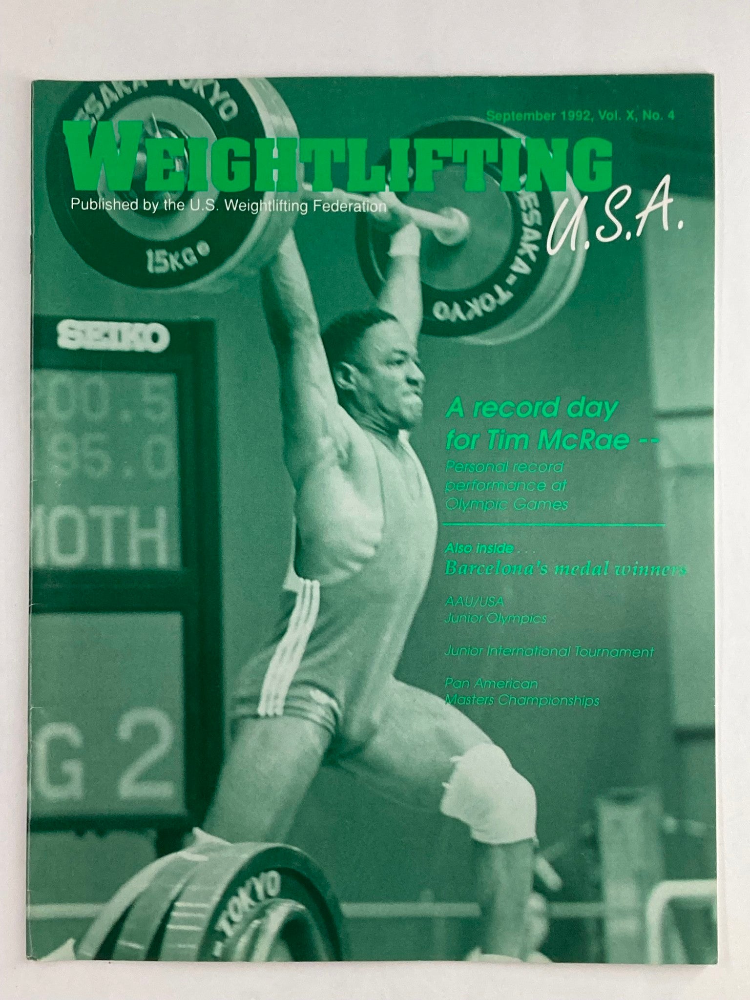 VTG Weightlifting USA Magazine Vol 10 #4 September 1992 Tim McRae Olympic Games